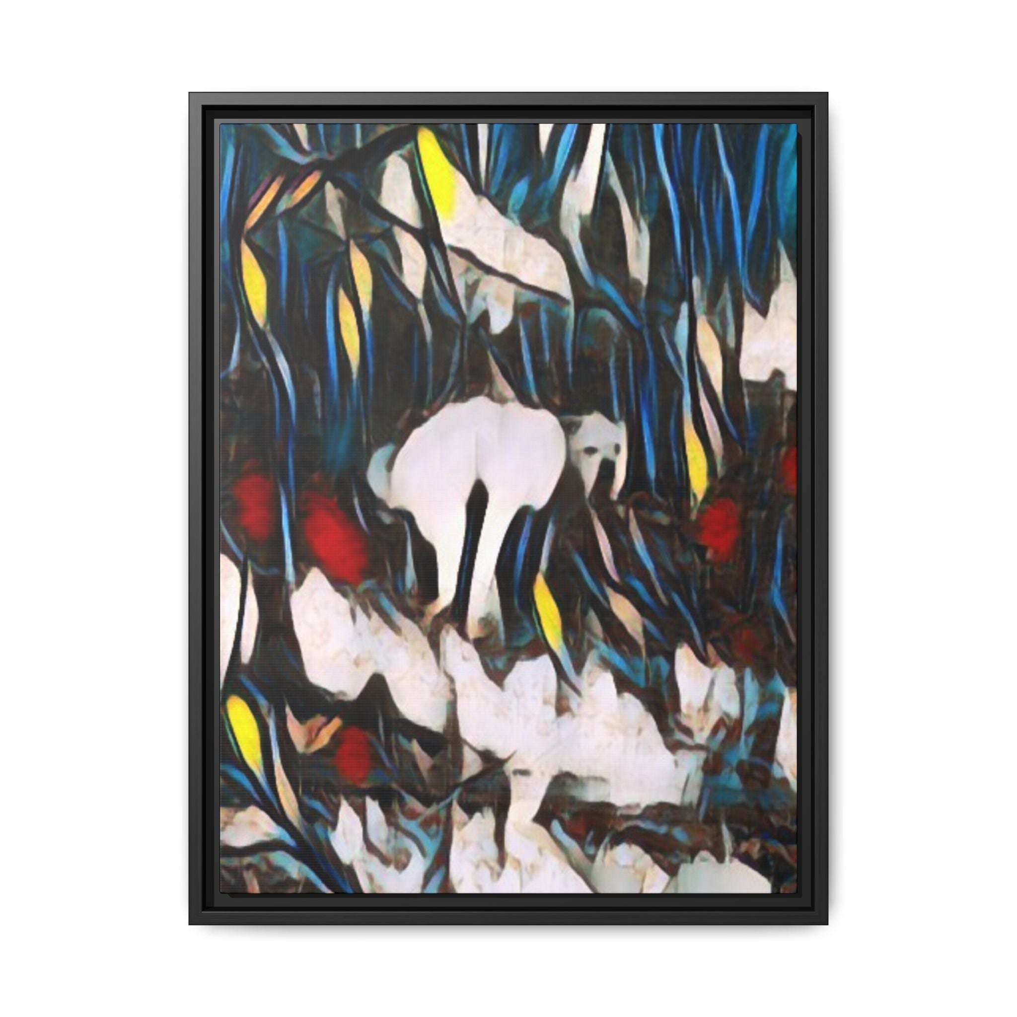 Poopin' Mellie Dog Framed Matte Canvas Wall Art