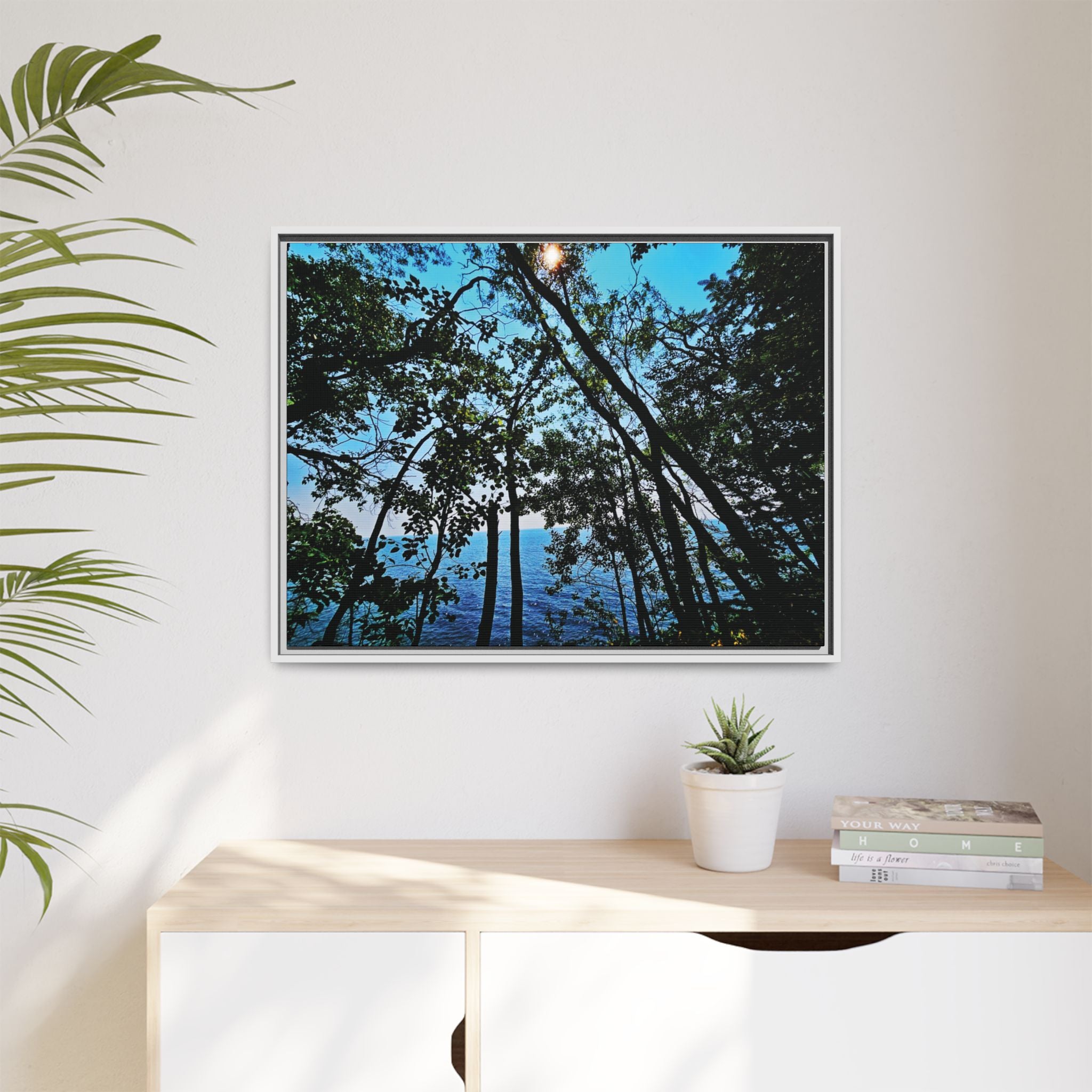 Blue Beyond the Branches Framed Matte Canvas Wall Art