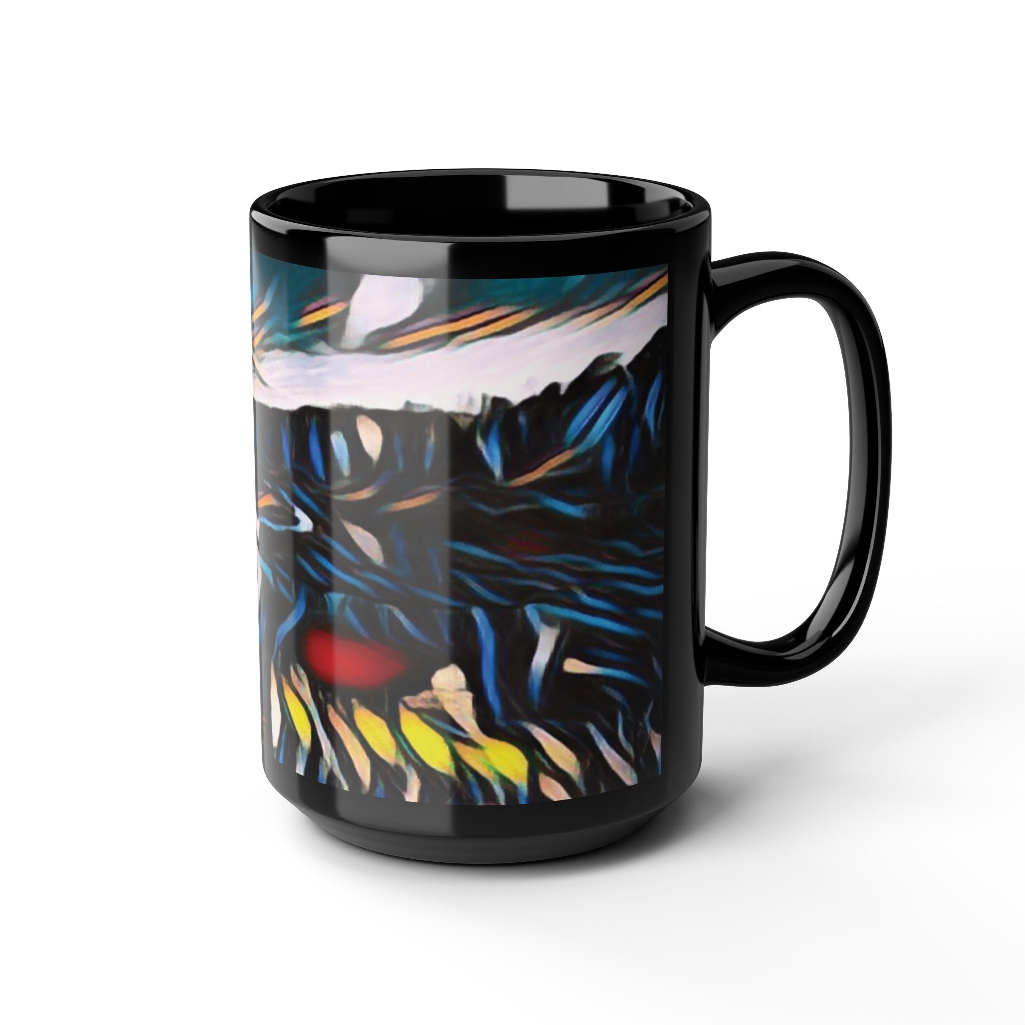 Gooseberry River Meander Bend Black Mug