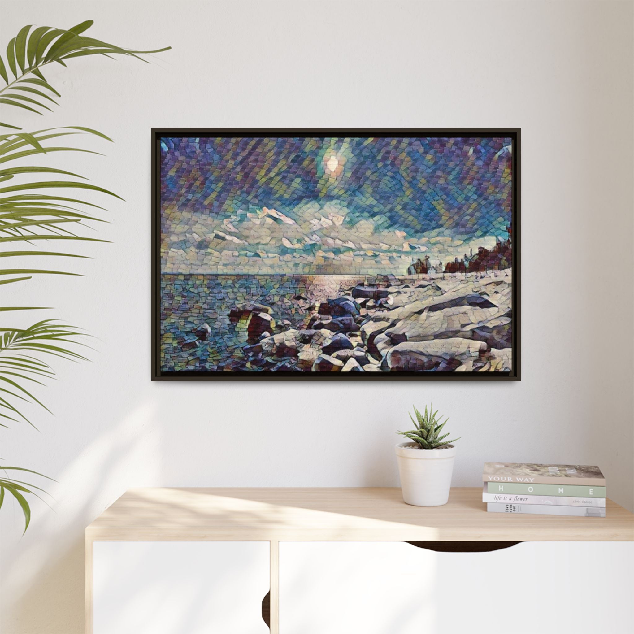 Shimmering Shore Framed Matte Canvas Art Print