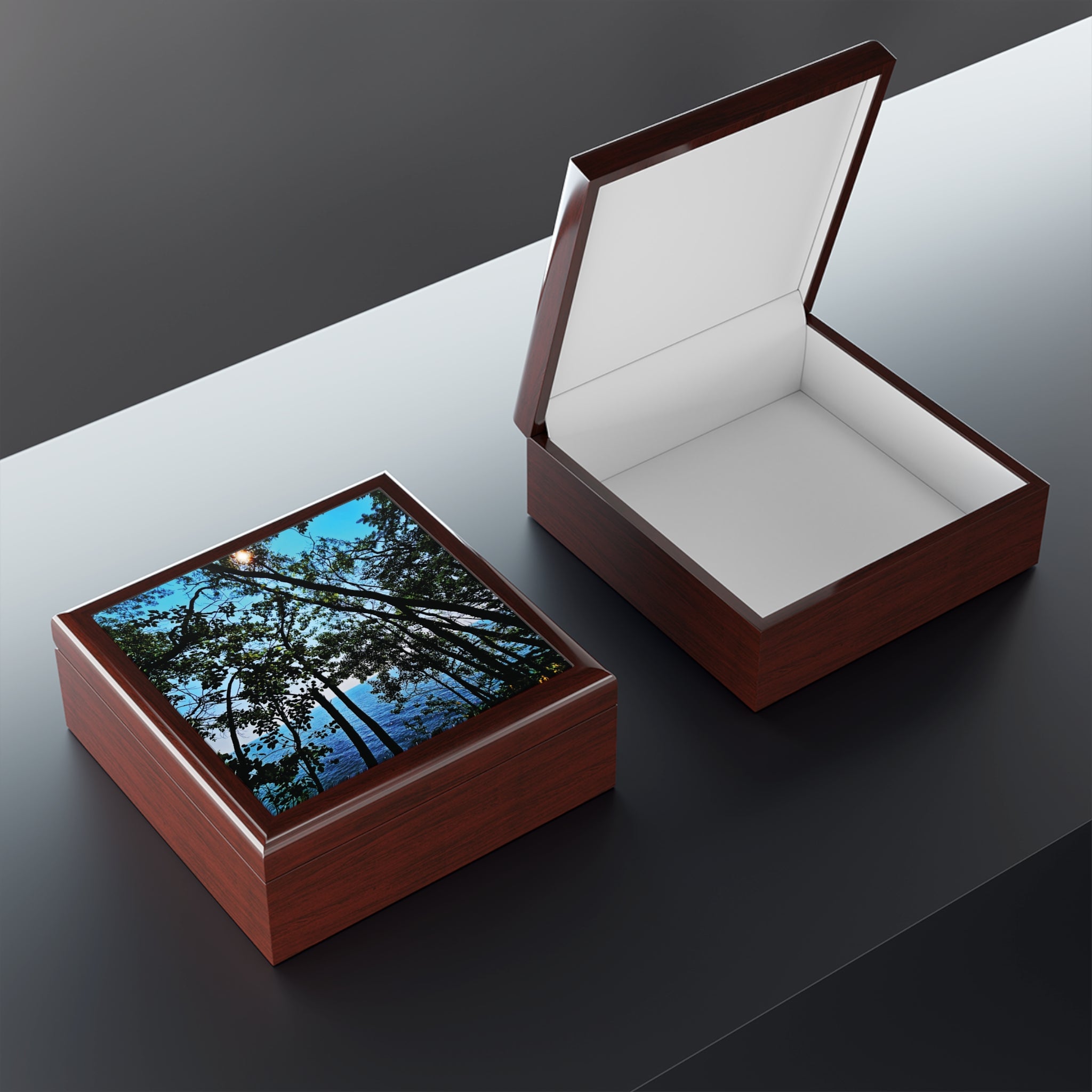 Blue Beyond the Branches Jewelry Box