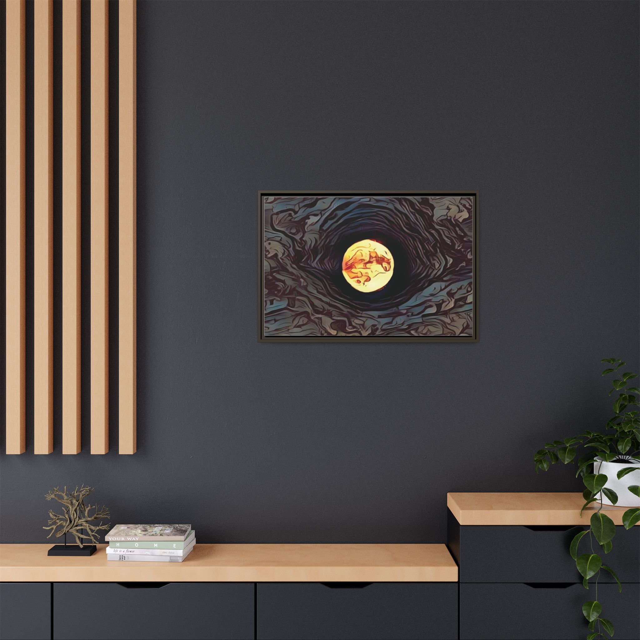 Full Sturgeon Moon Abstract Framed Canvas Art Print