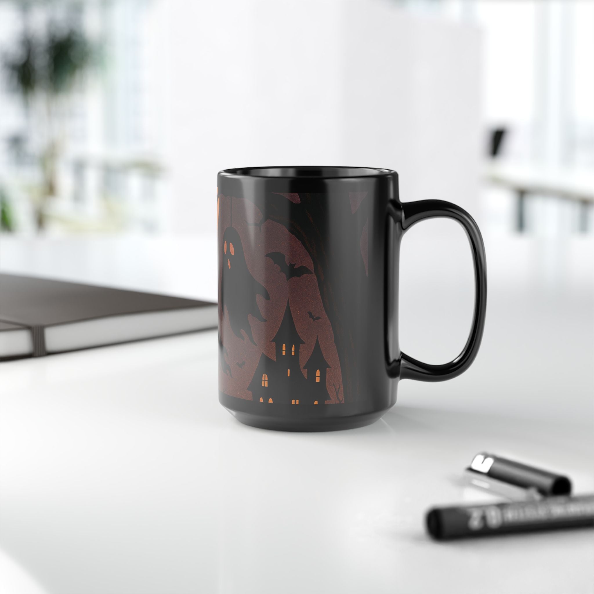 Halloween Ghostly Black Mug