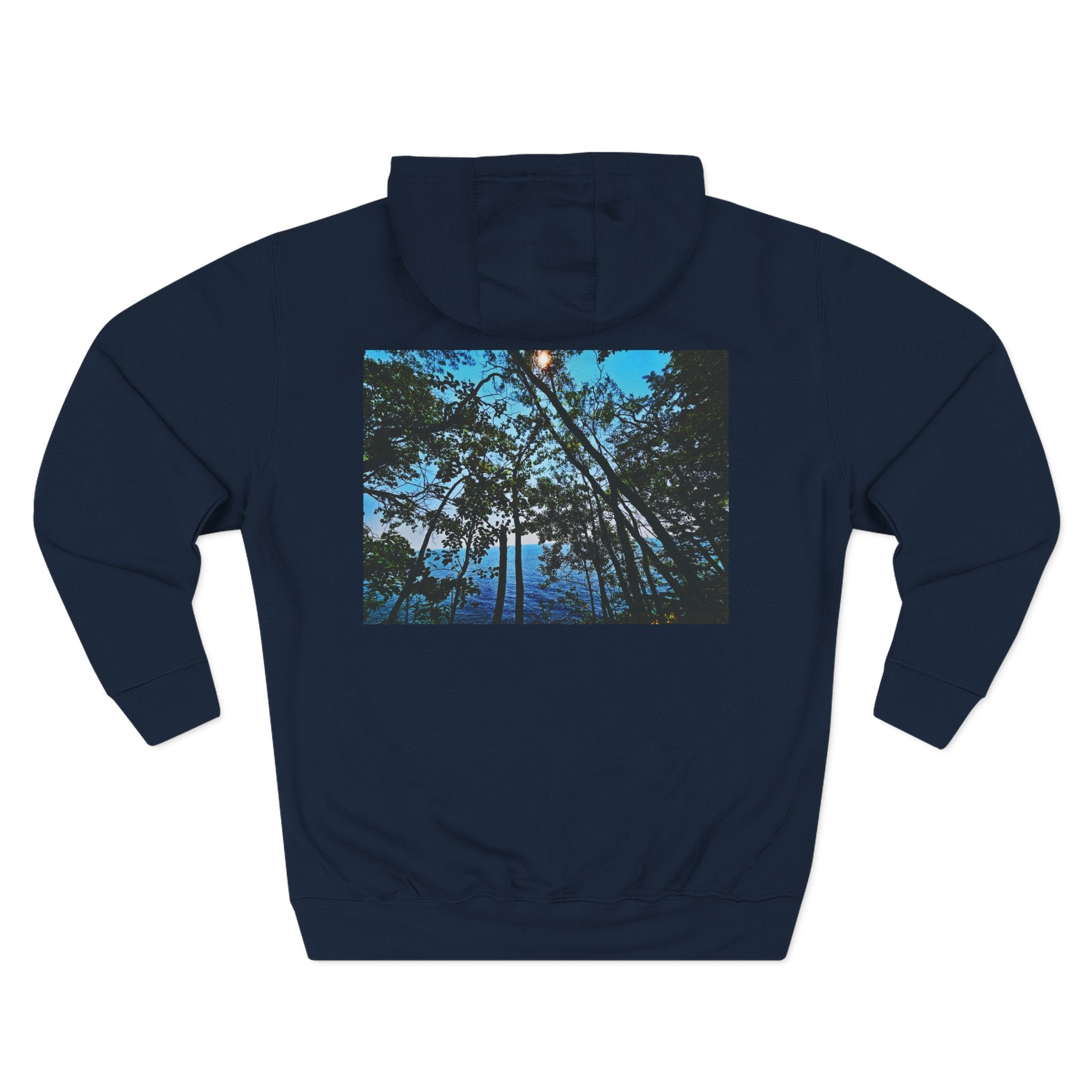 Blue Beyond the Branches Three-Panel Fleece Hoodie