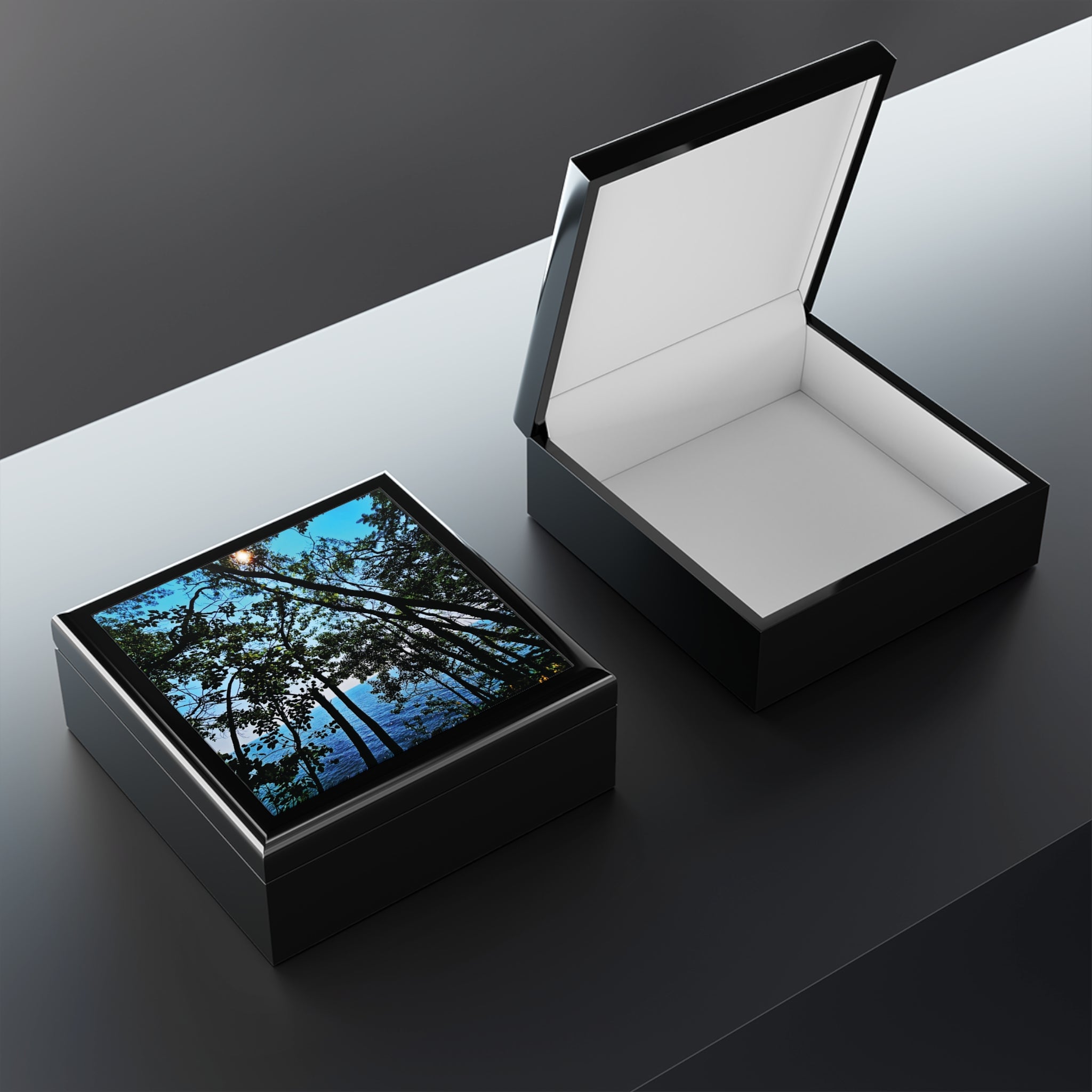 Blue Beyond the Branches Jewelry Box