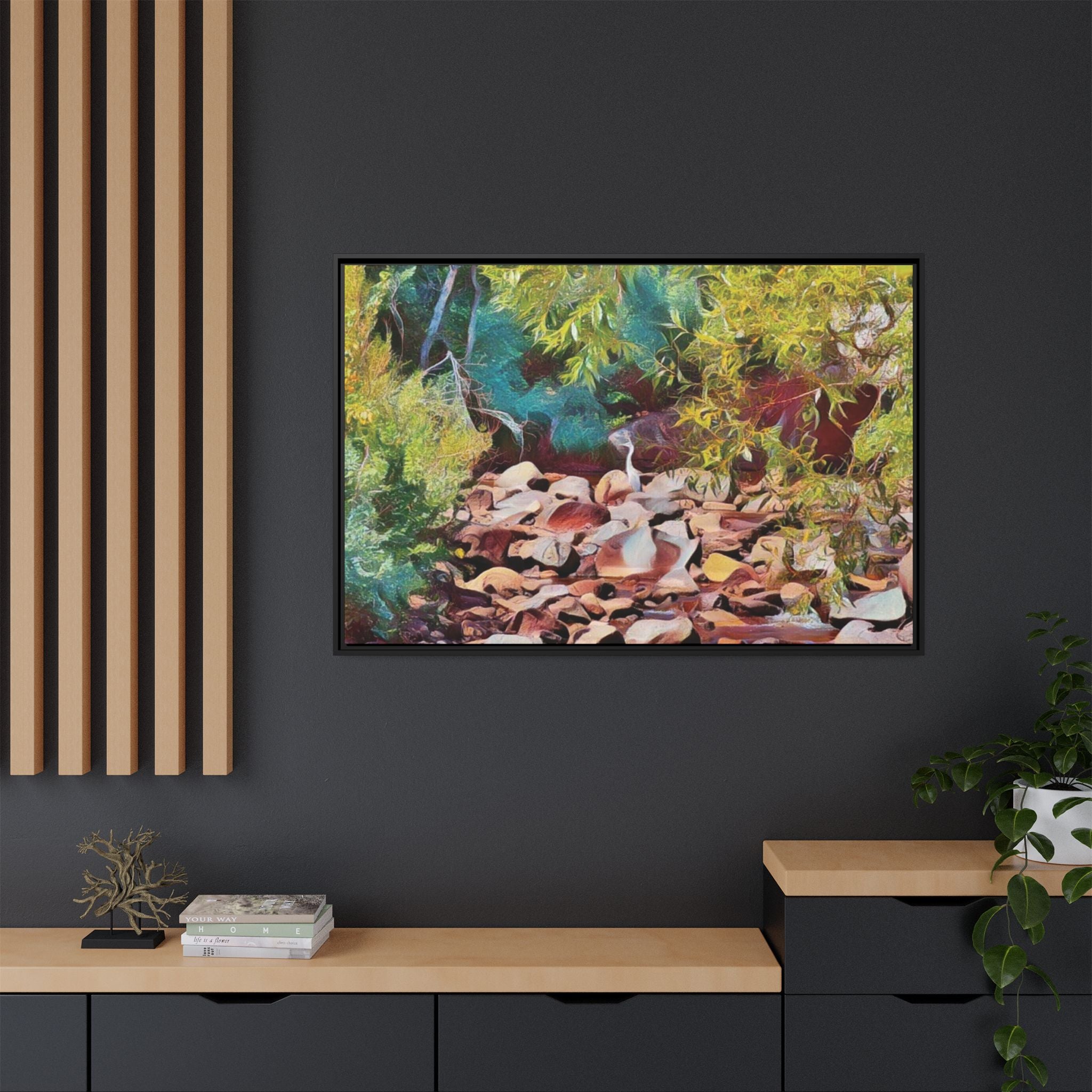 Where Stillness Hunts Framed Matte Canvas Art Print