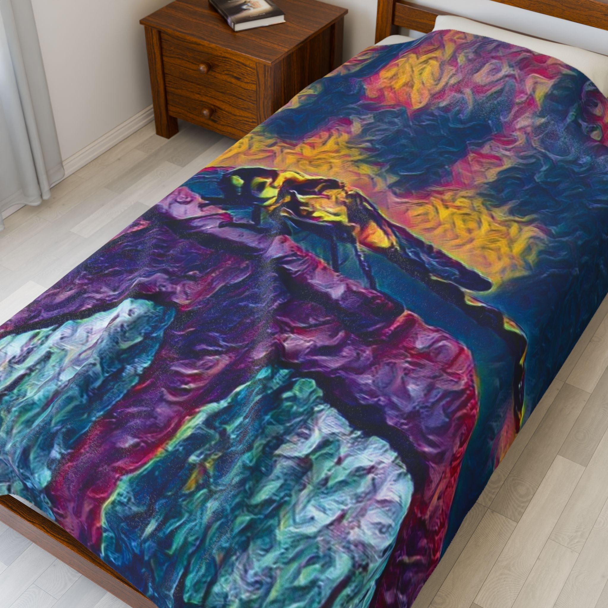 Sentinel of the Crimson Arch Velveteen Plush Blanket