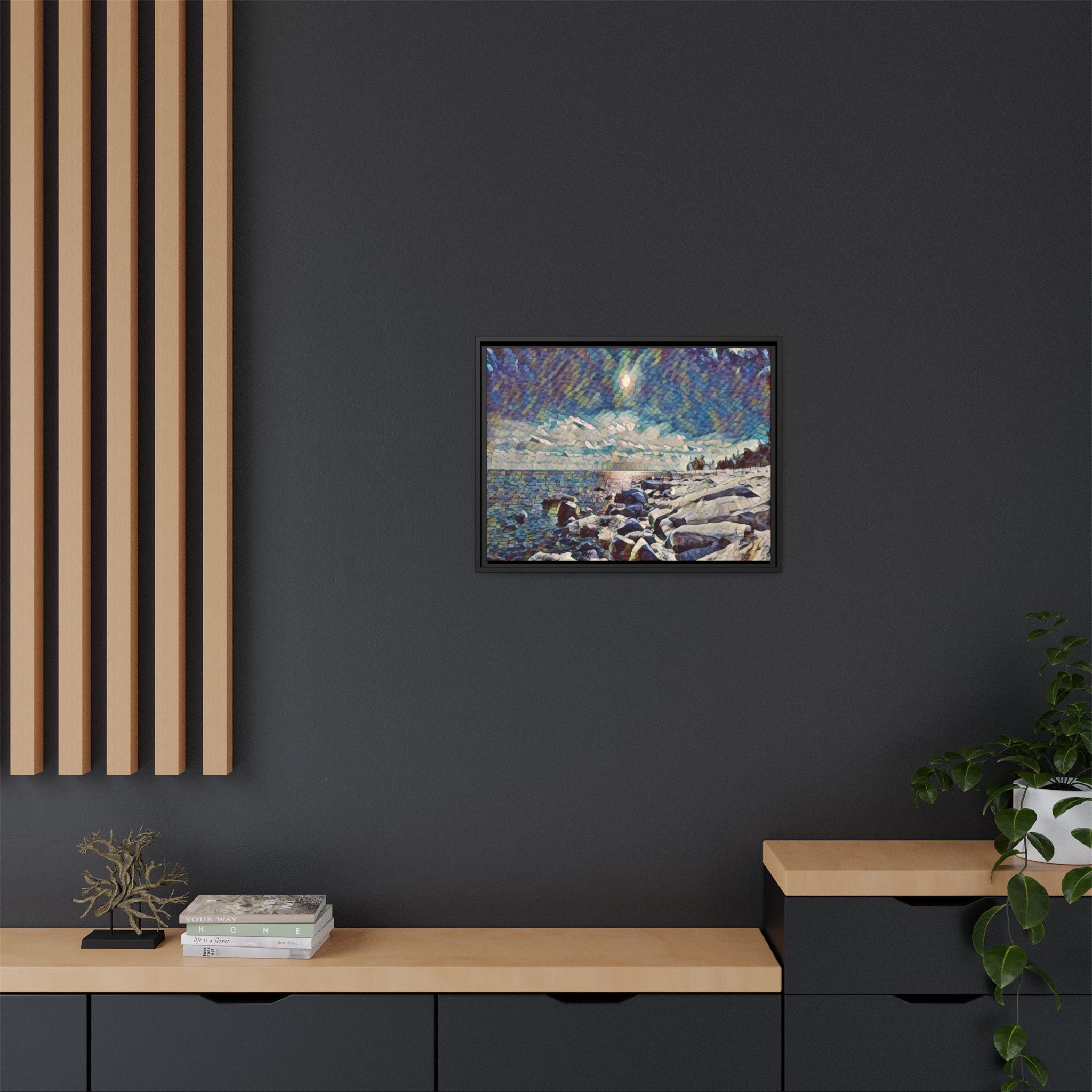 Shimmering Shore Framed Matte Canvas Art Print
