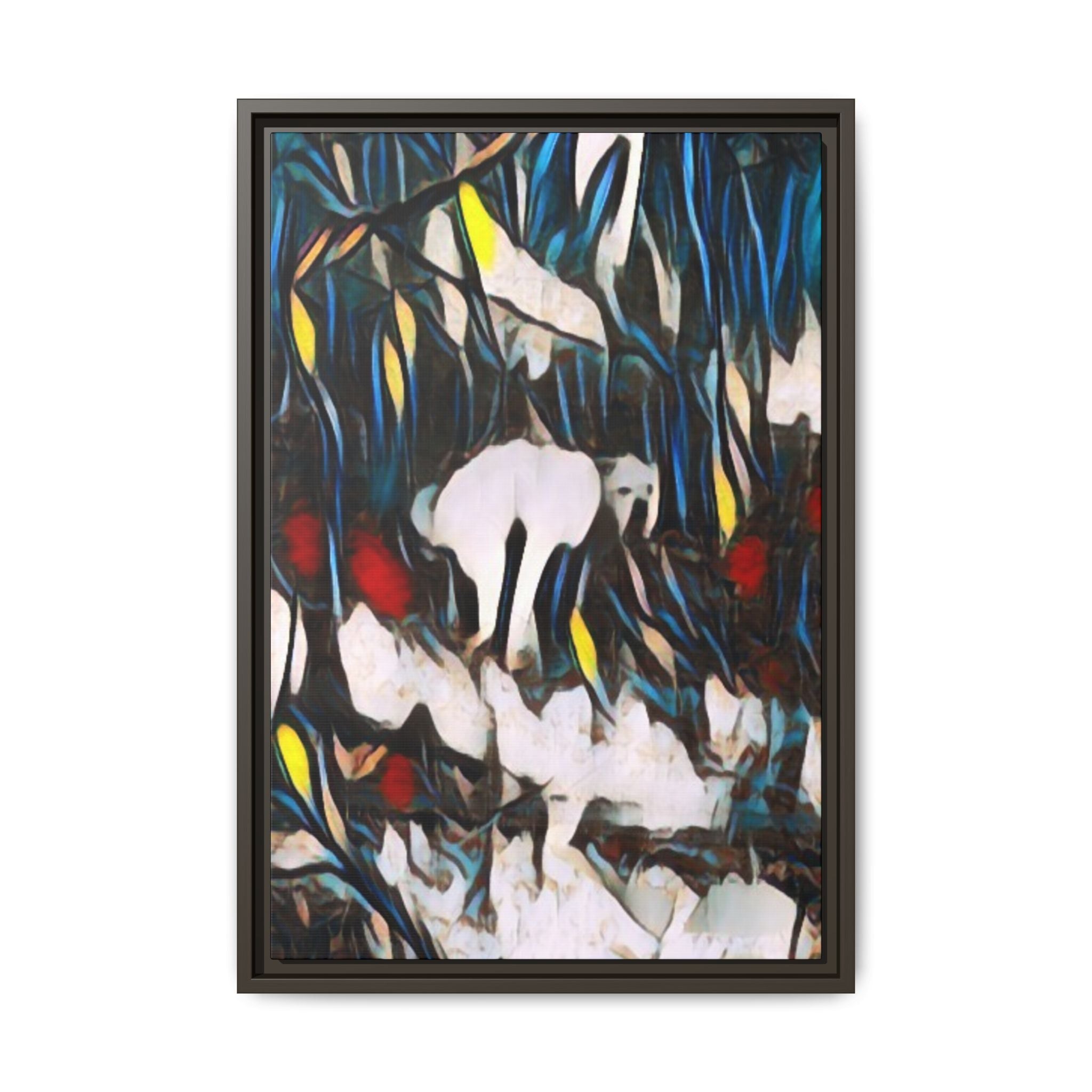 Poopin' Mellie Dog Framed Matte Canvas Wall Art