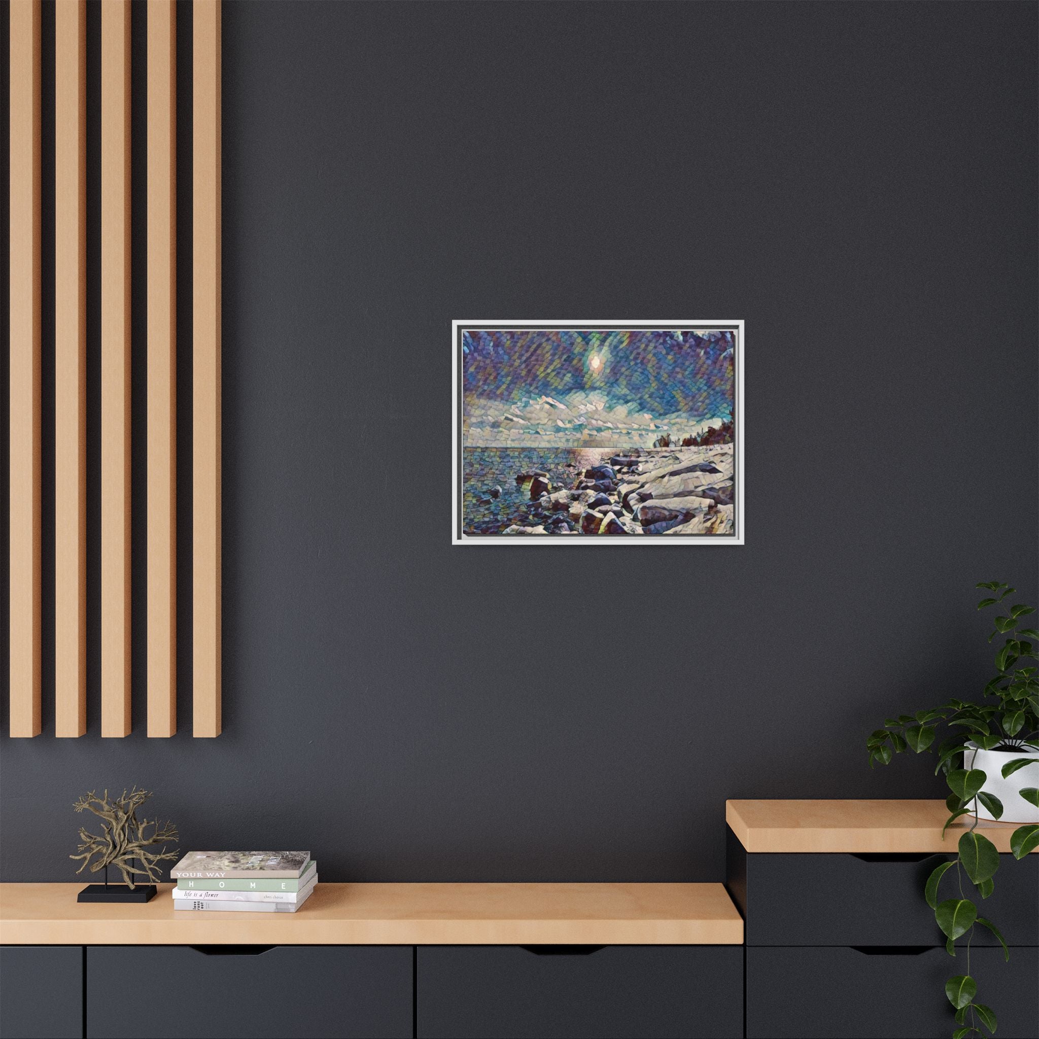 Shimmering Shore Framed Matte Canvas Art Print