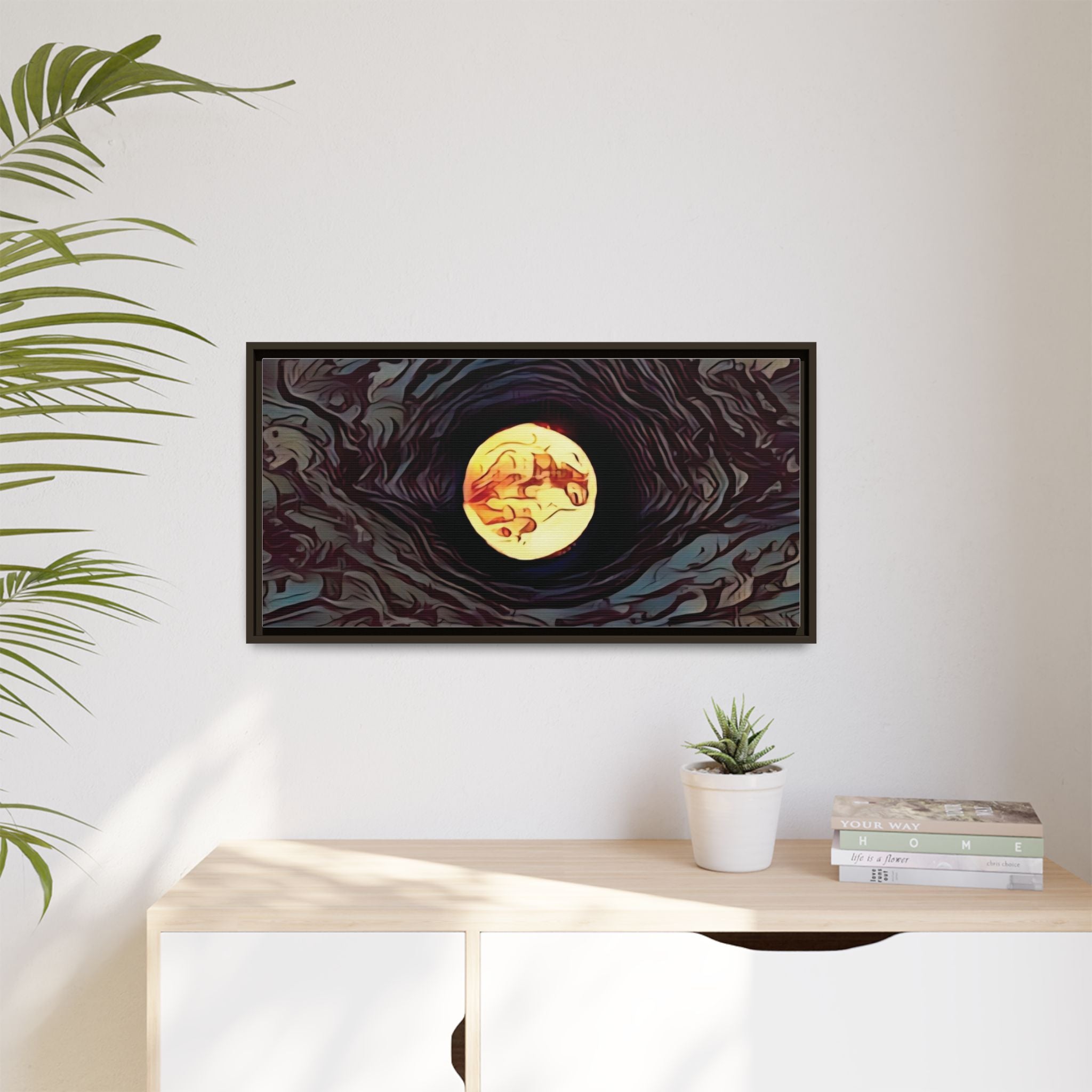 Full Sturgeon Moon Abstract Framed Canvas Art Print