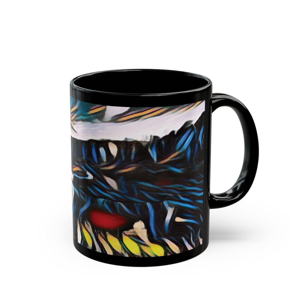 Gooseberry River Meander Bend Black Mug