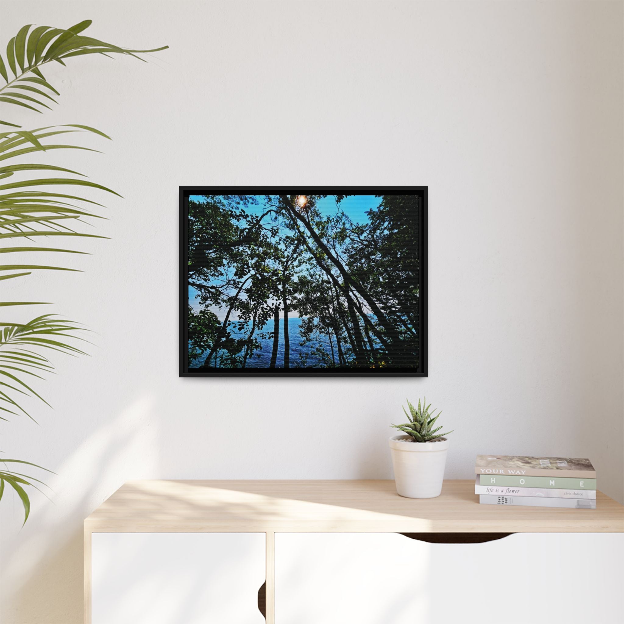 Blue Beyond the Branches Framed Matte Canvas Wall Art