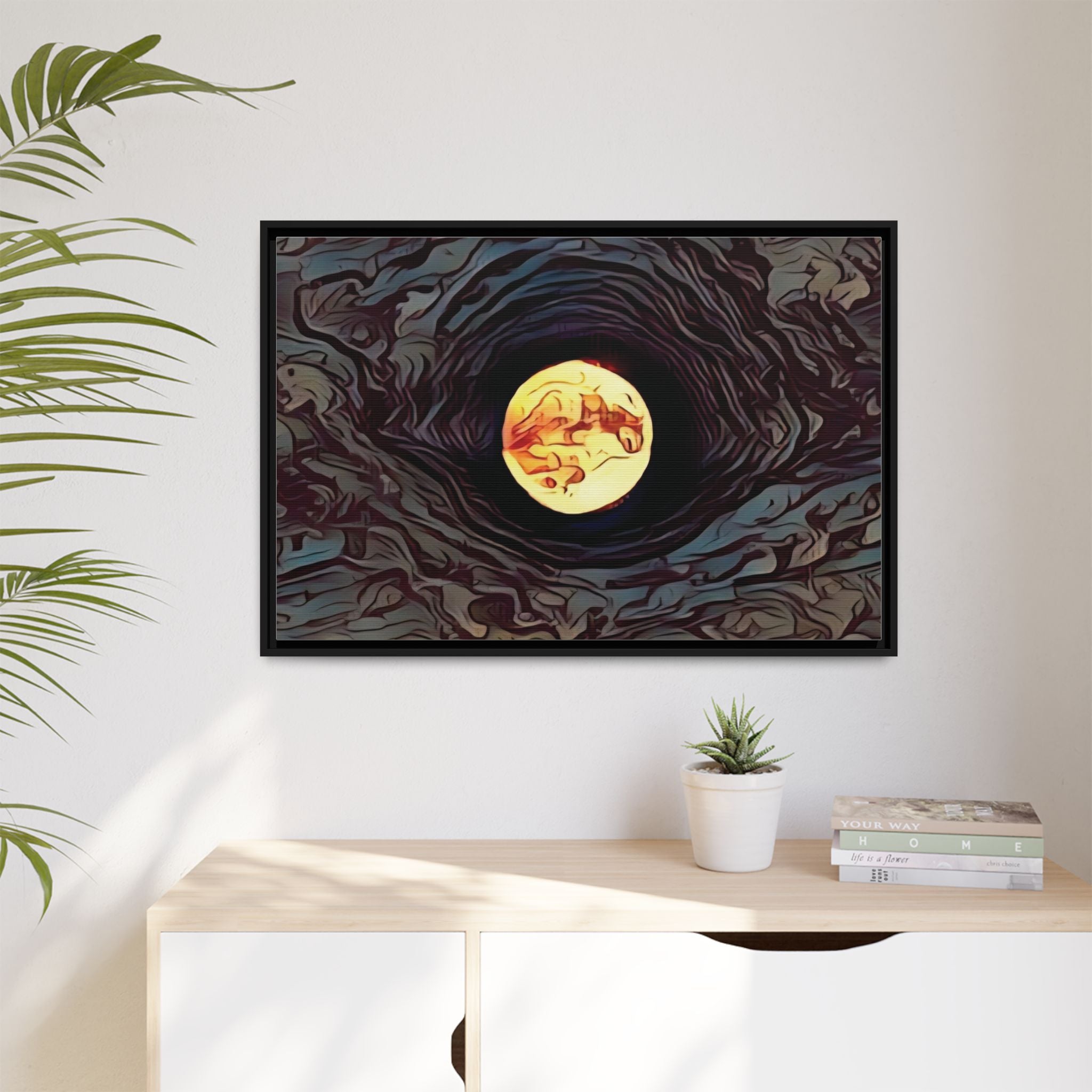 Full Sturgeon Moon Abstract Framed Canvas Art Print