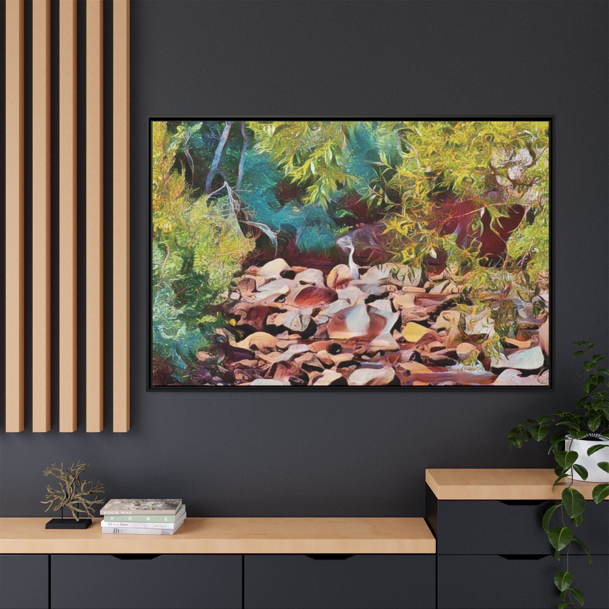 Where Stillness Hunts Framed Matte Canvas Art Print