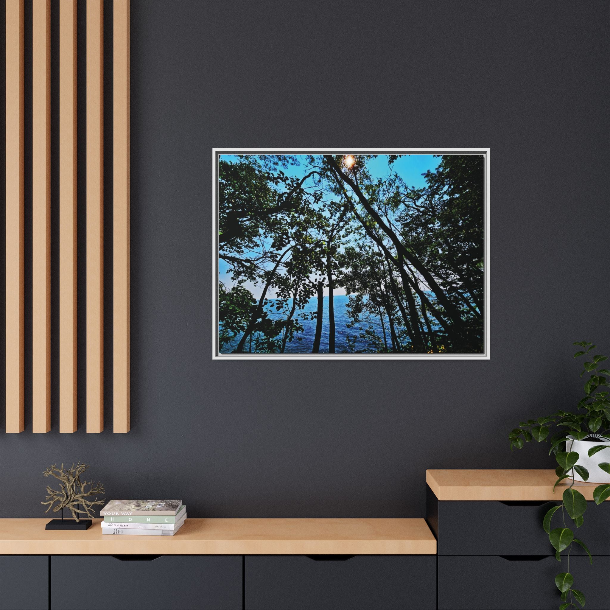 Blue Beyond the Branches Framed Matte Canvas Wall Art