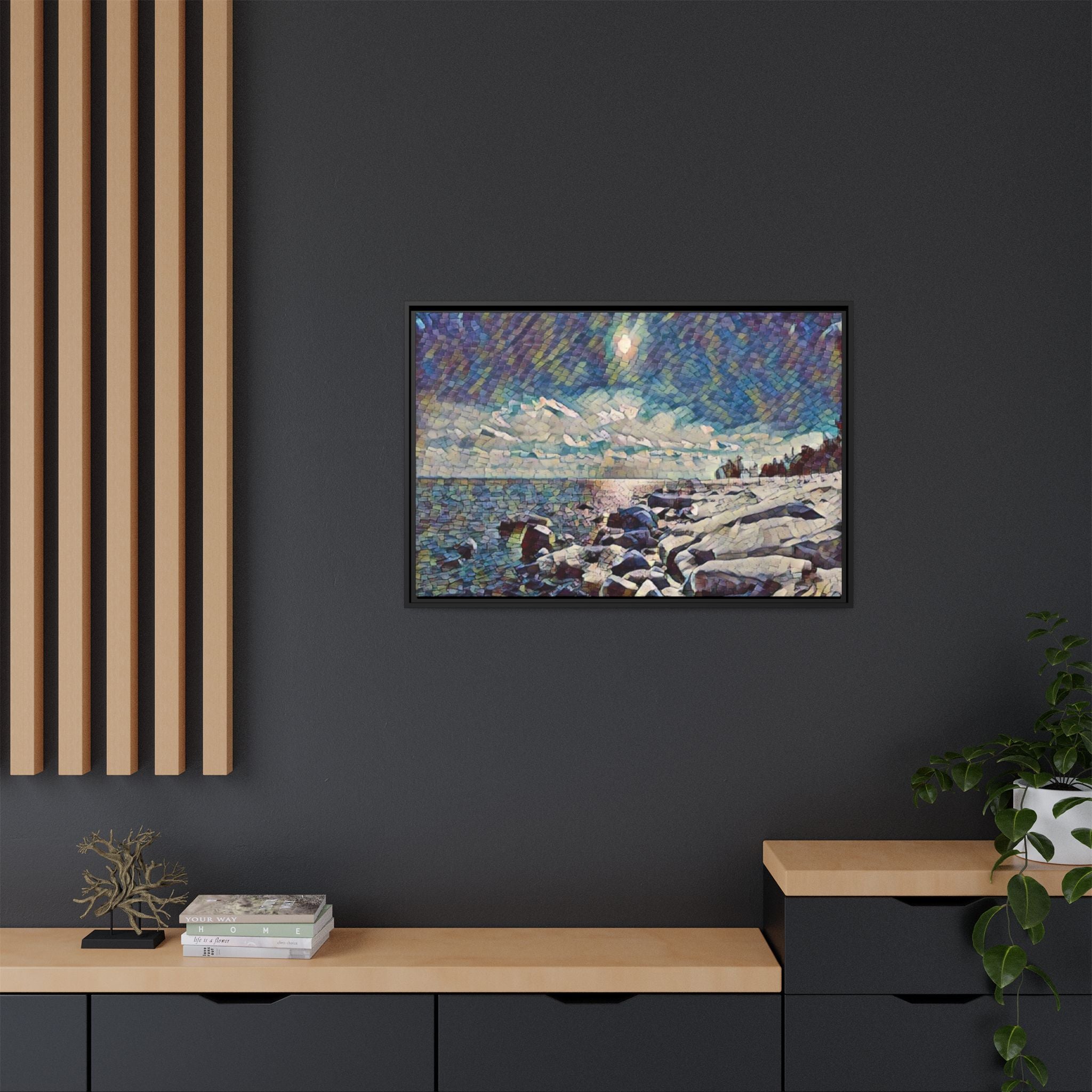 Shimmering Shore Framed Matte Canvas Art Print