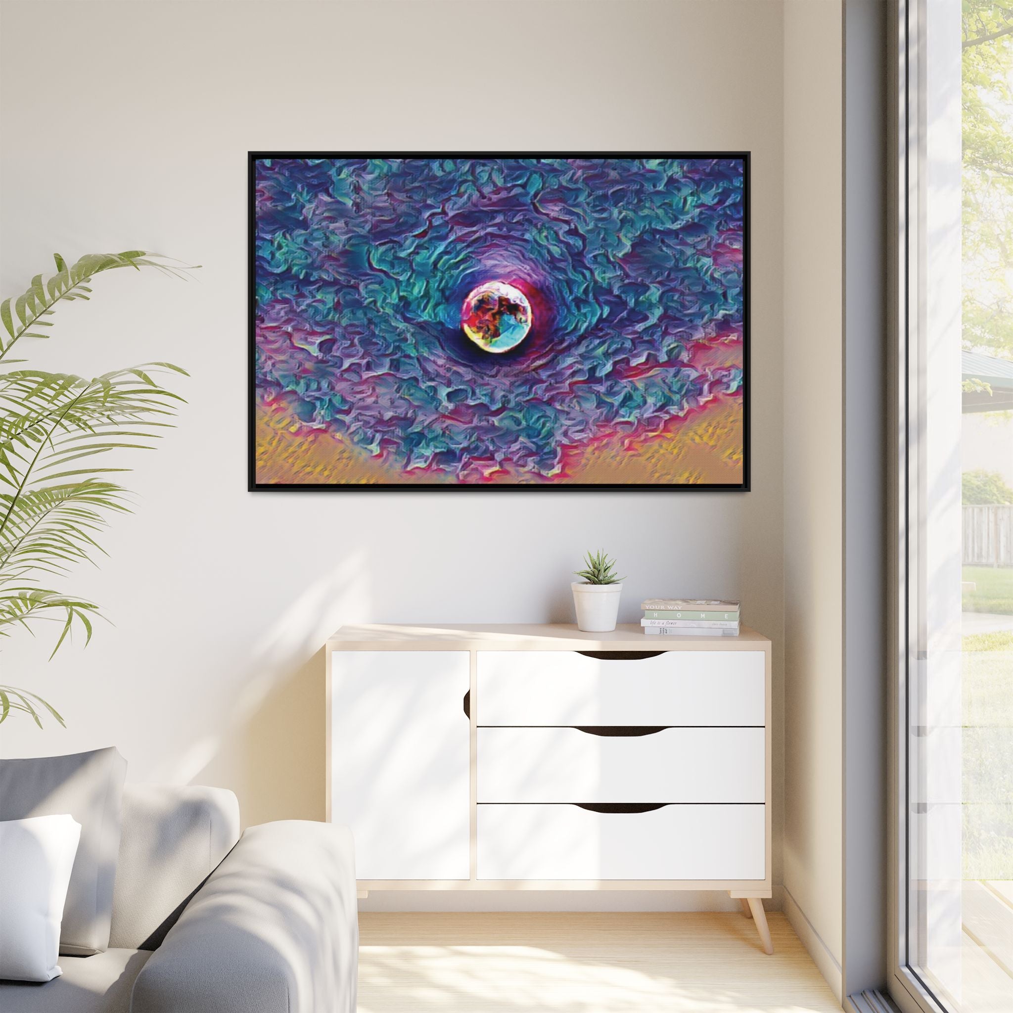 Full Sturgeon Moon Framed Canvas Art Print
