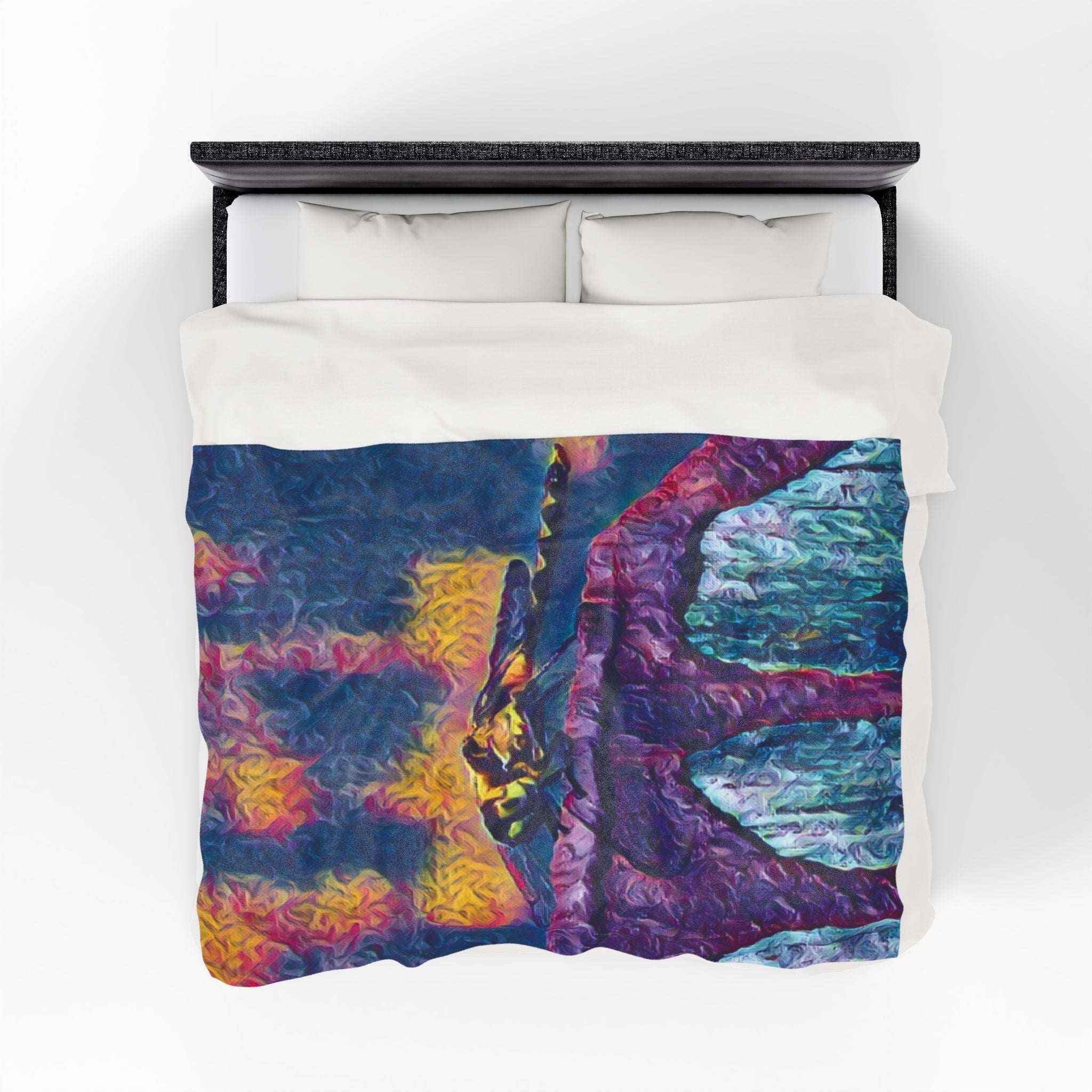 Sentinel of the Crimson Arch Velveteen Plush Blanket