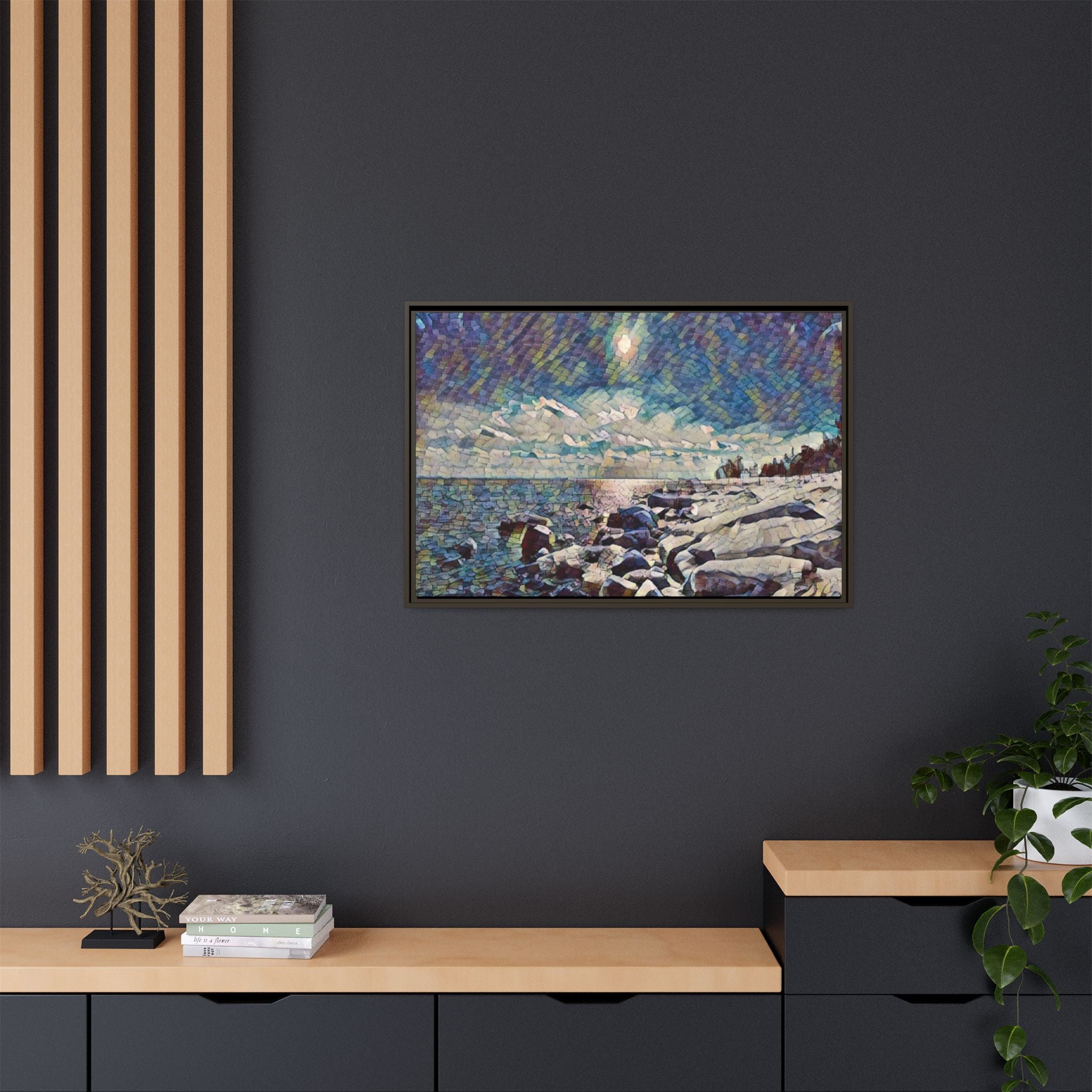 Shimmering Shore Framed Matte Canvas Art Print