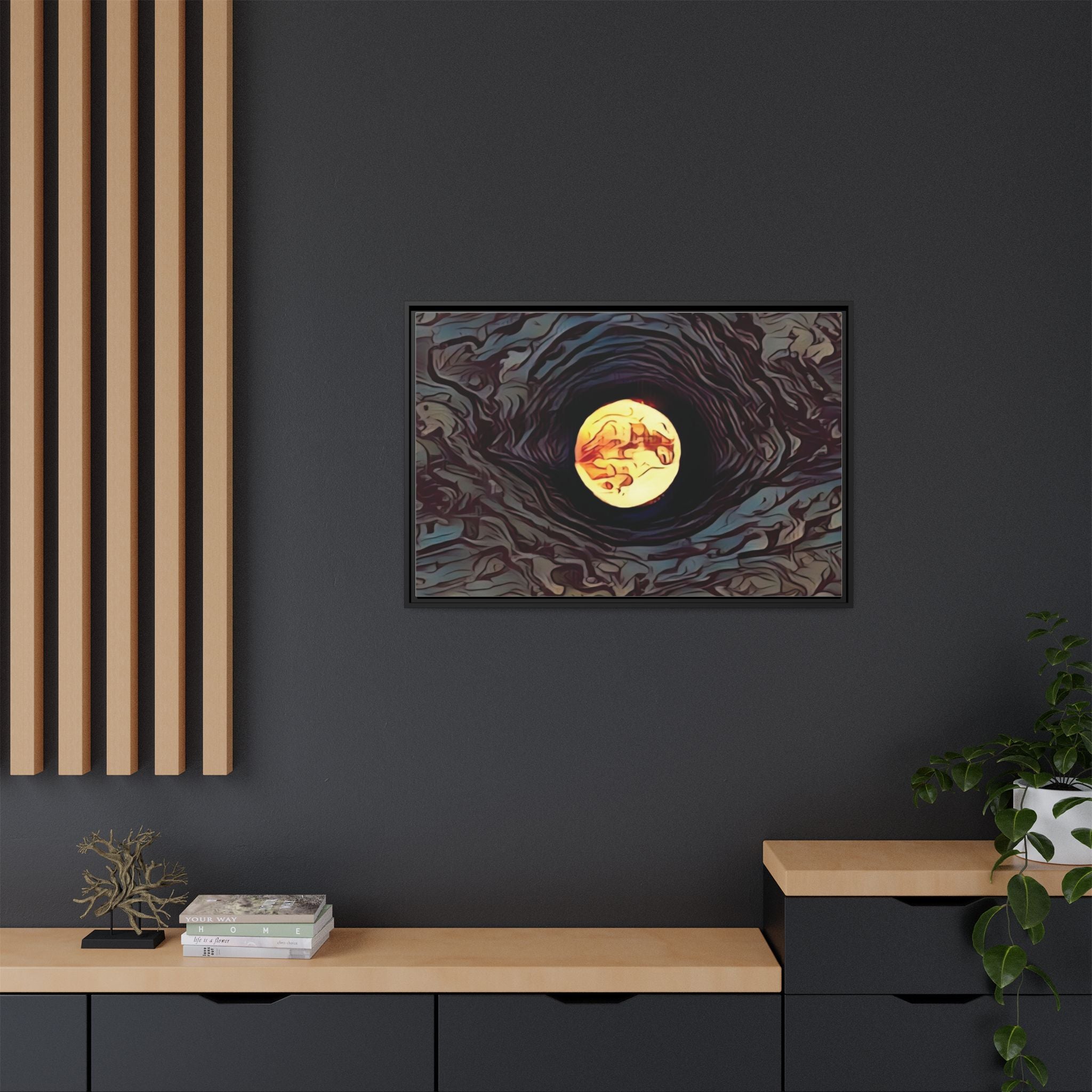 Full Sturgeon Moon Abstract Framed Canvas Art Print