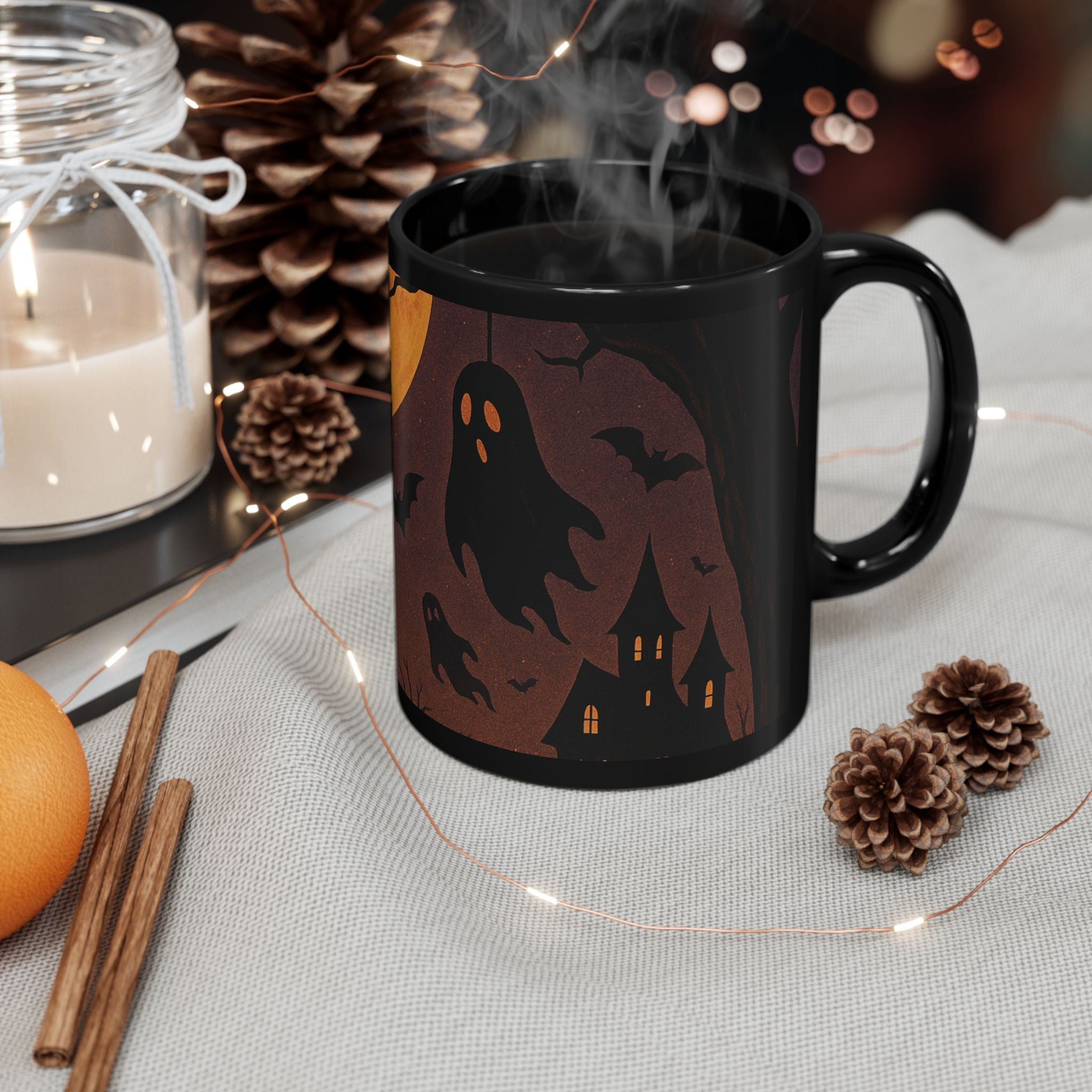 Halloween Ghostly Black Mug