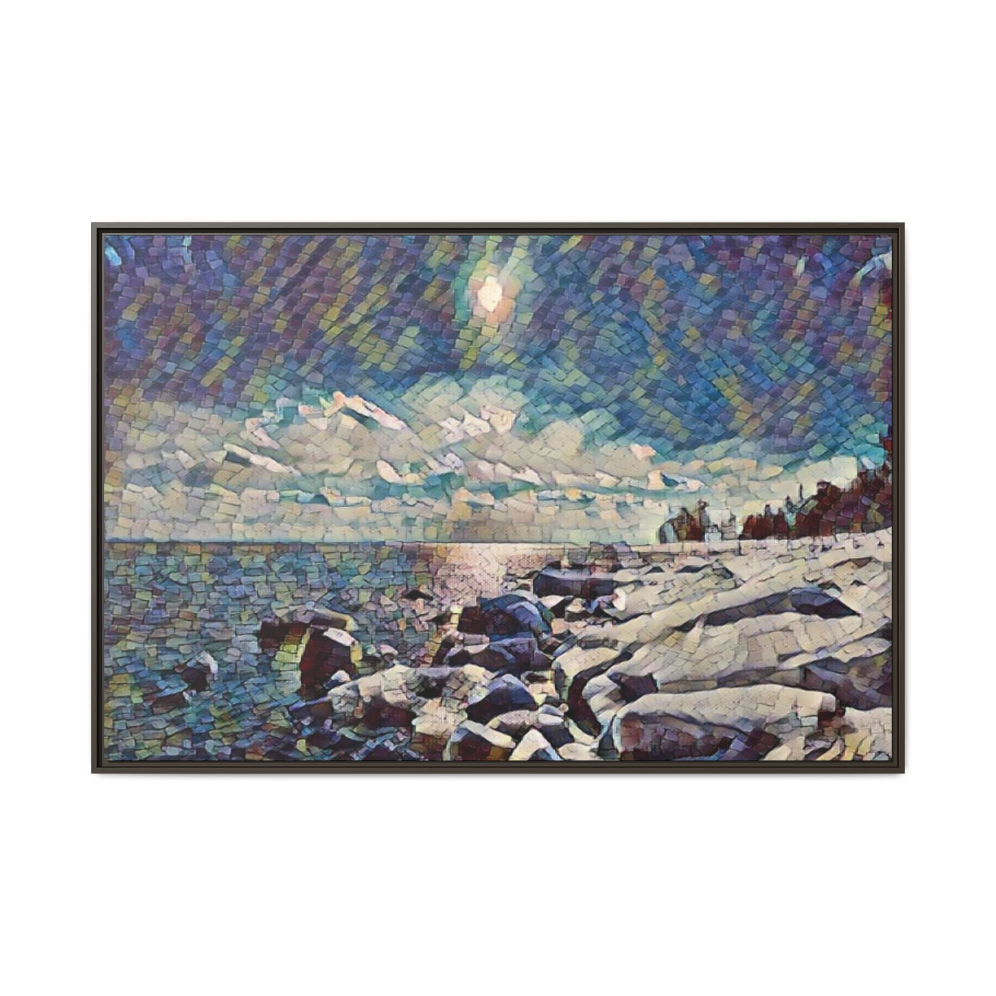 Shimmering Shore Framed Matte Canvas Art Print