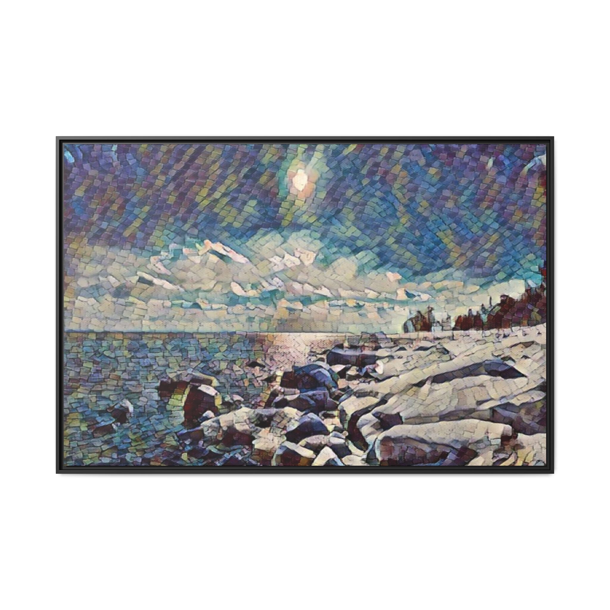 Shimmering Shore Framed Matte Canvas Art Print