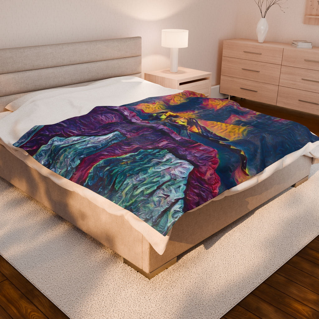 Sentinel of the Crimson Arch Velveteen Plush Blanket