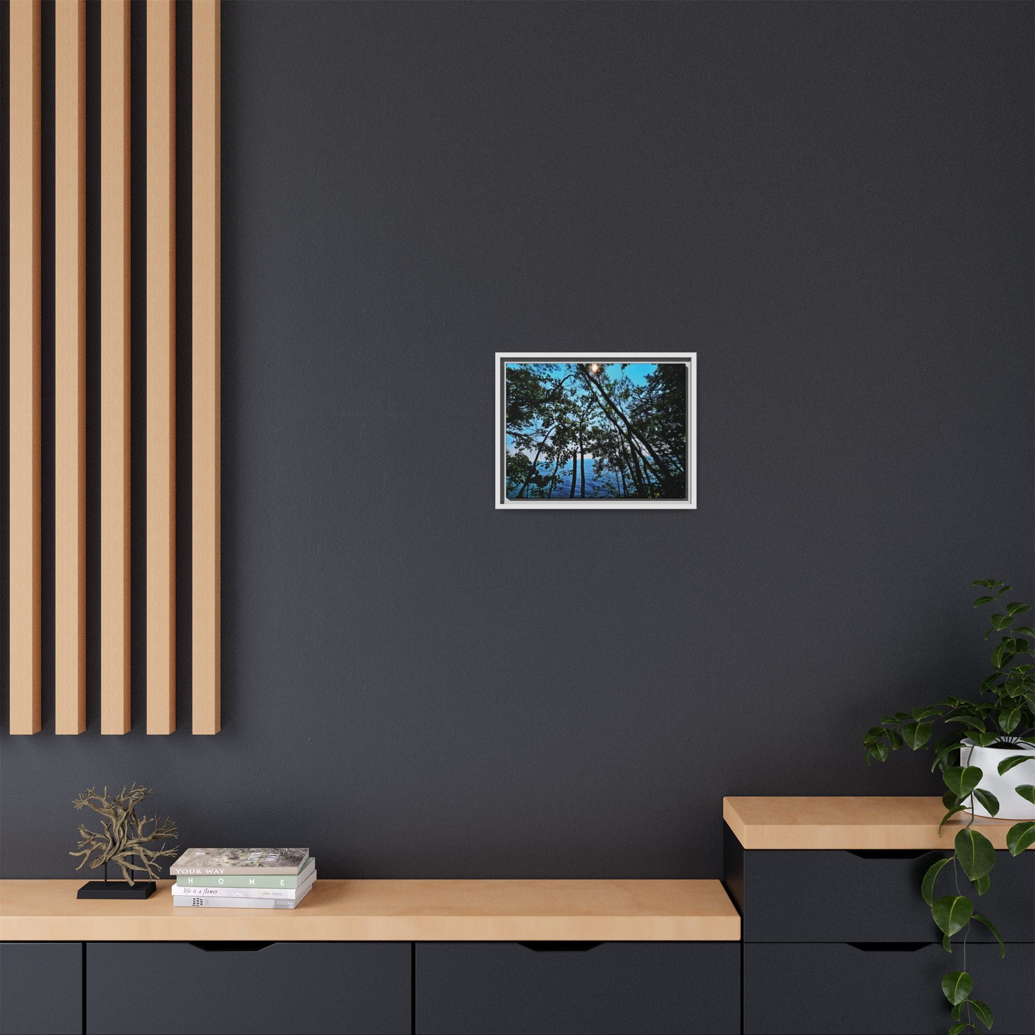 Blue Beyond the Branches Framed Matte Canvas Wall Art