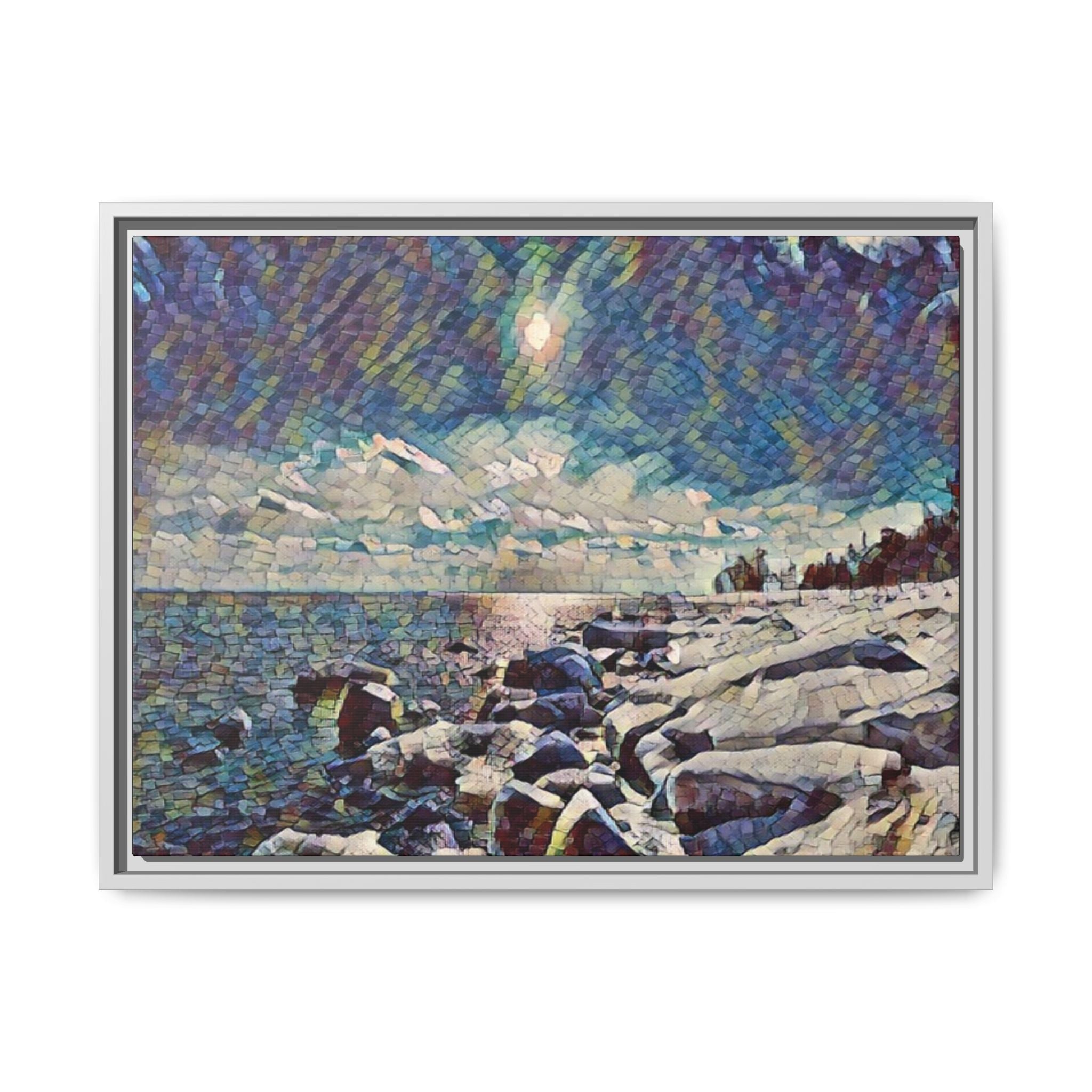 Shimmering Shore Framed Matte Canvas Art Print