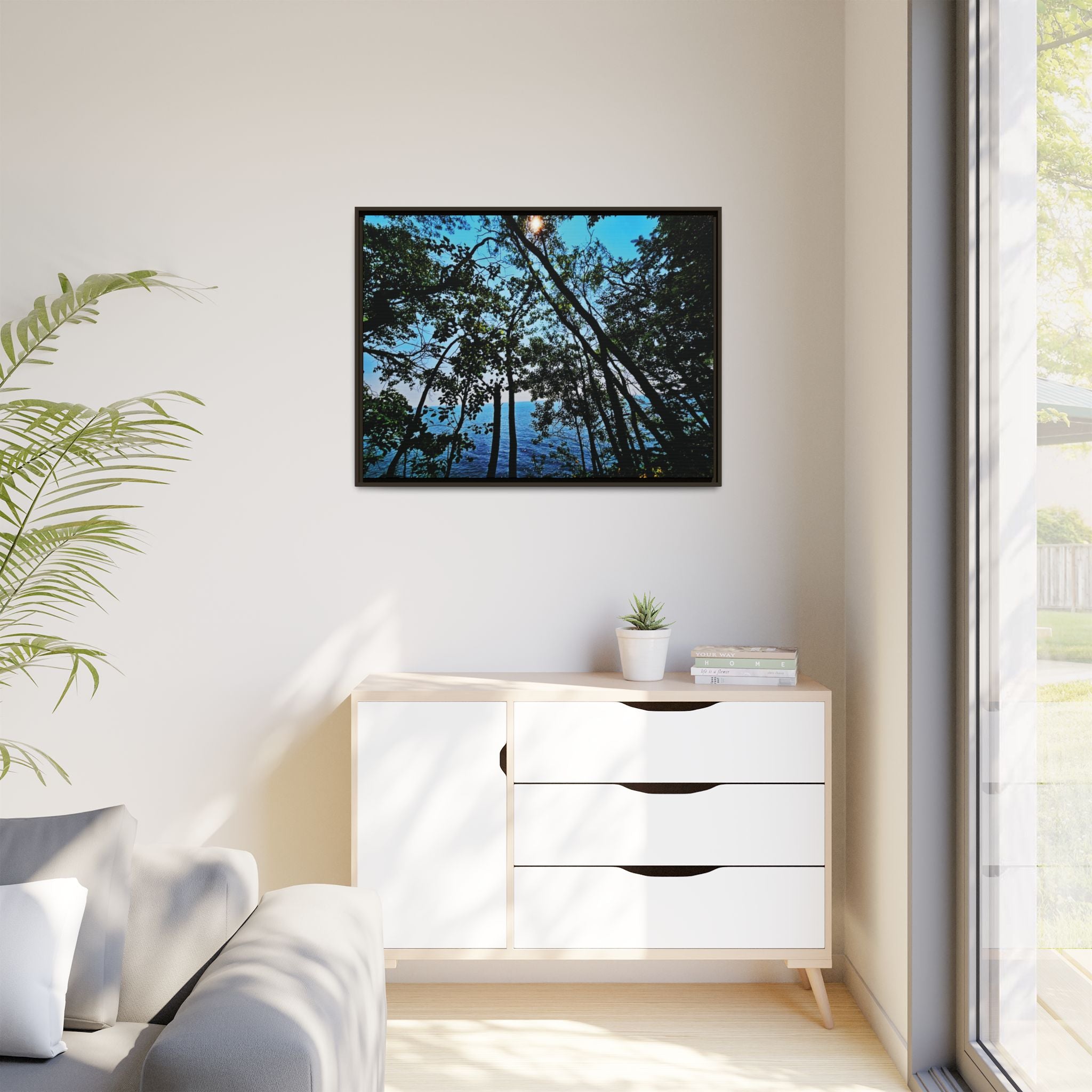 Blue Beyond the Branches Framed Matte Canvas Wall Art