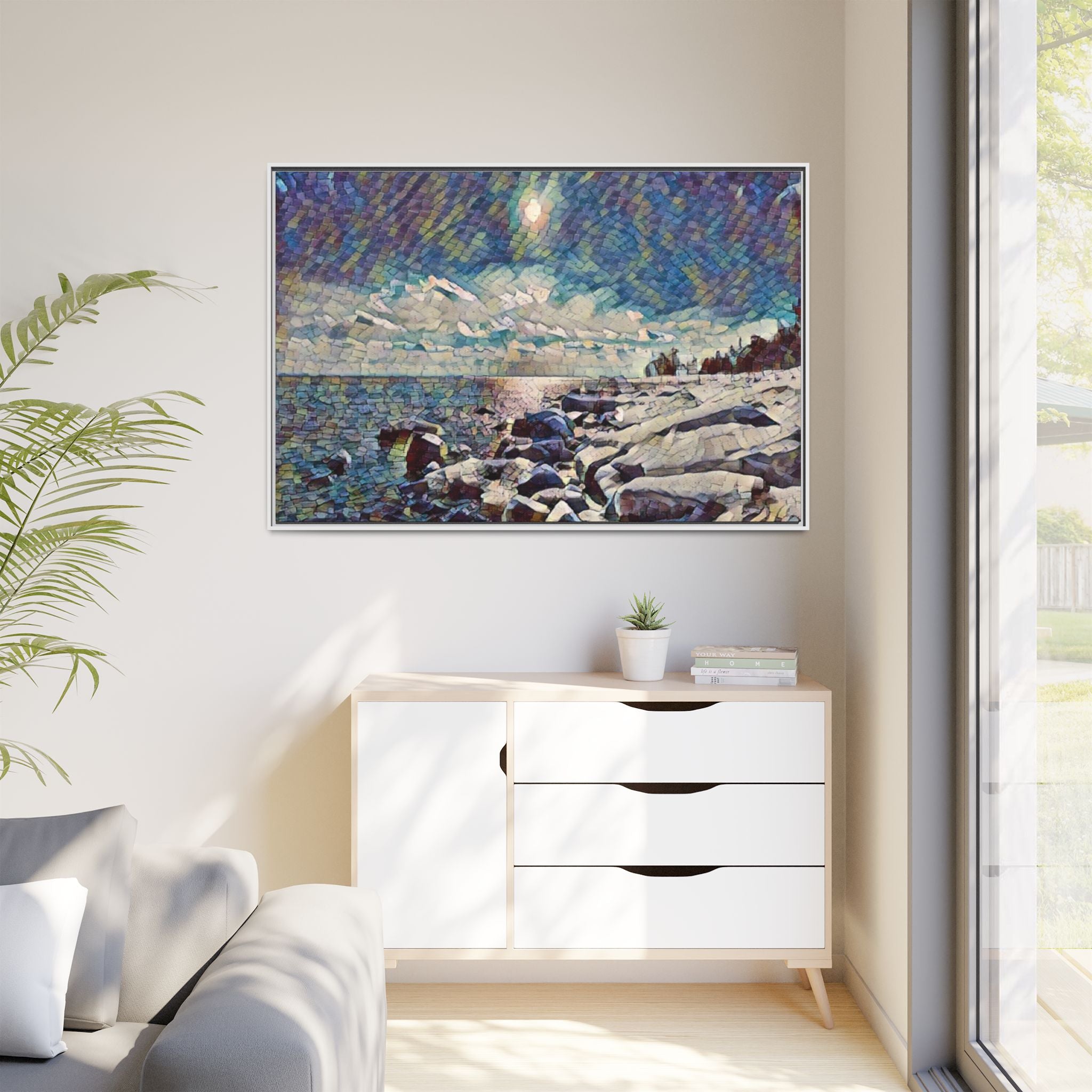 Shimmering Shore Framed Matte Canvas Art Print