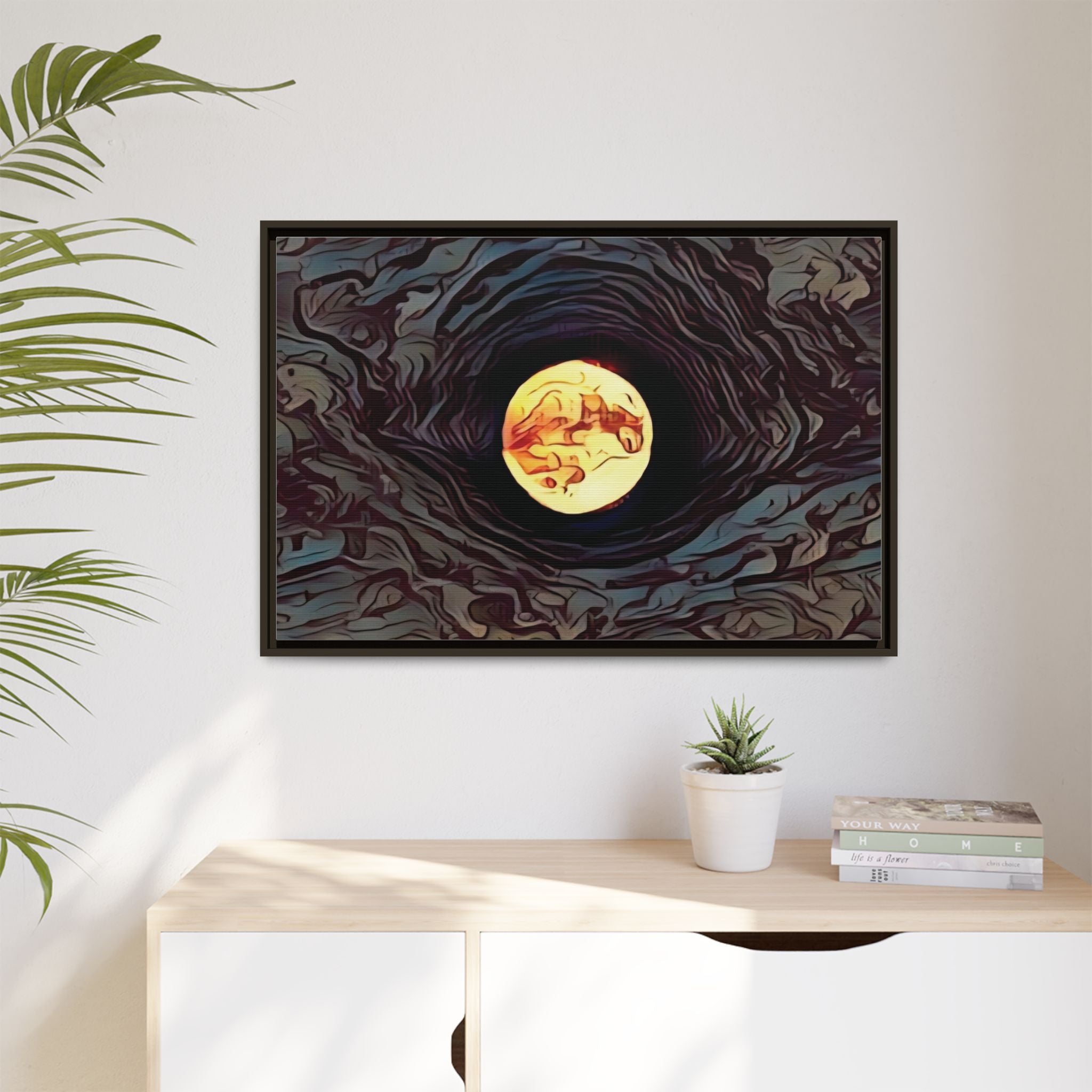 Full Sturgeon Moon Abstract Framed Canvas Art Print