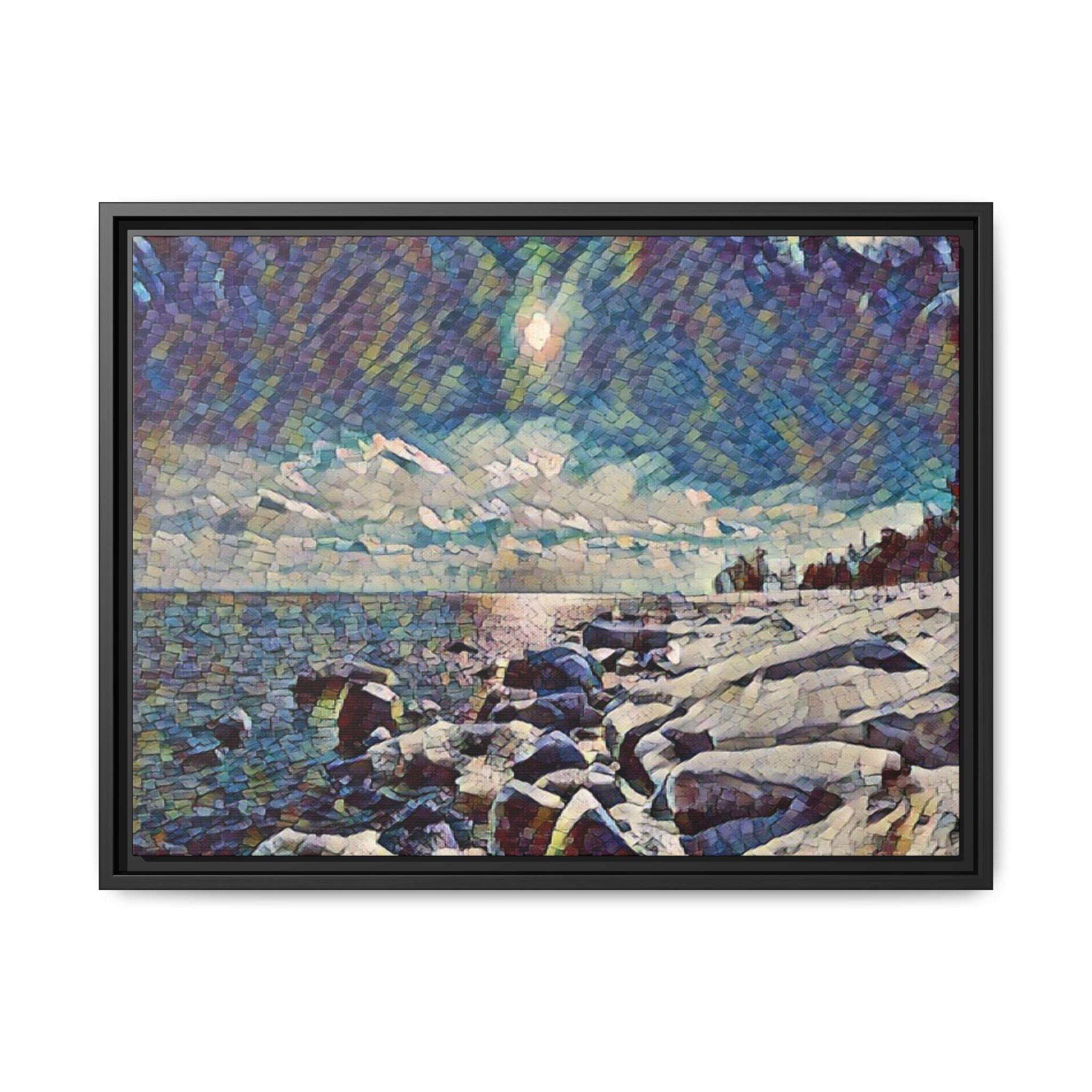 Shimmering Shore Framed Matte Canvas Art Print
