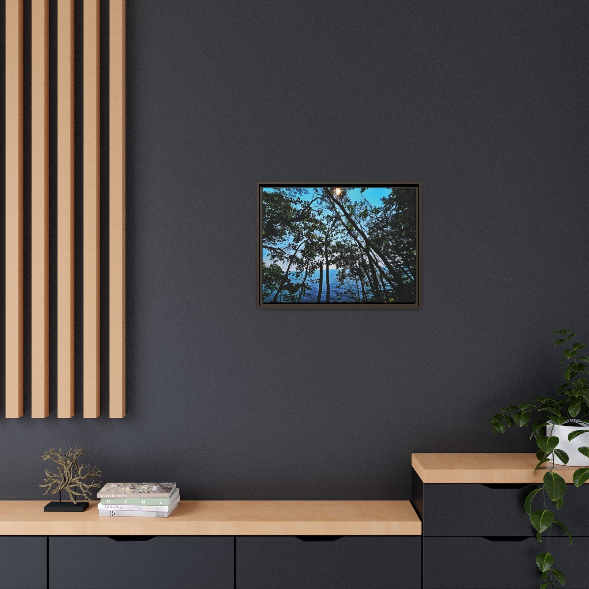 Blue Beyond the Branches Framed Matte Canvas Wall Art