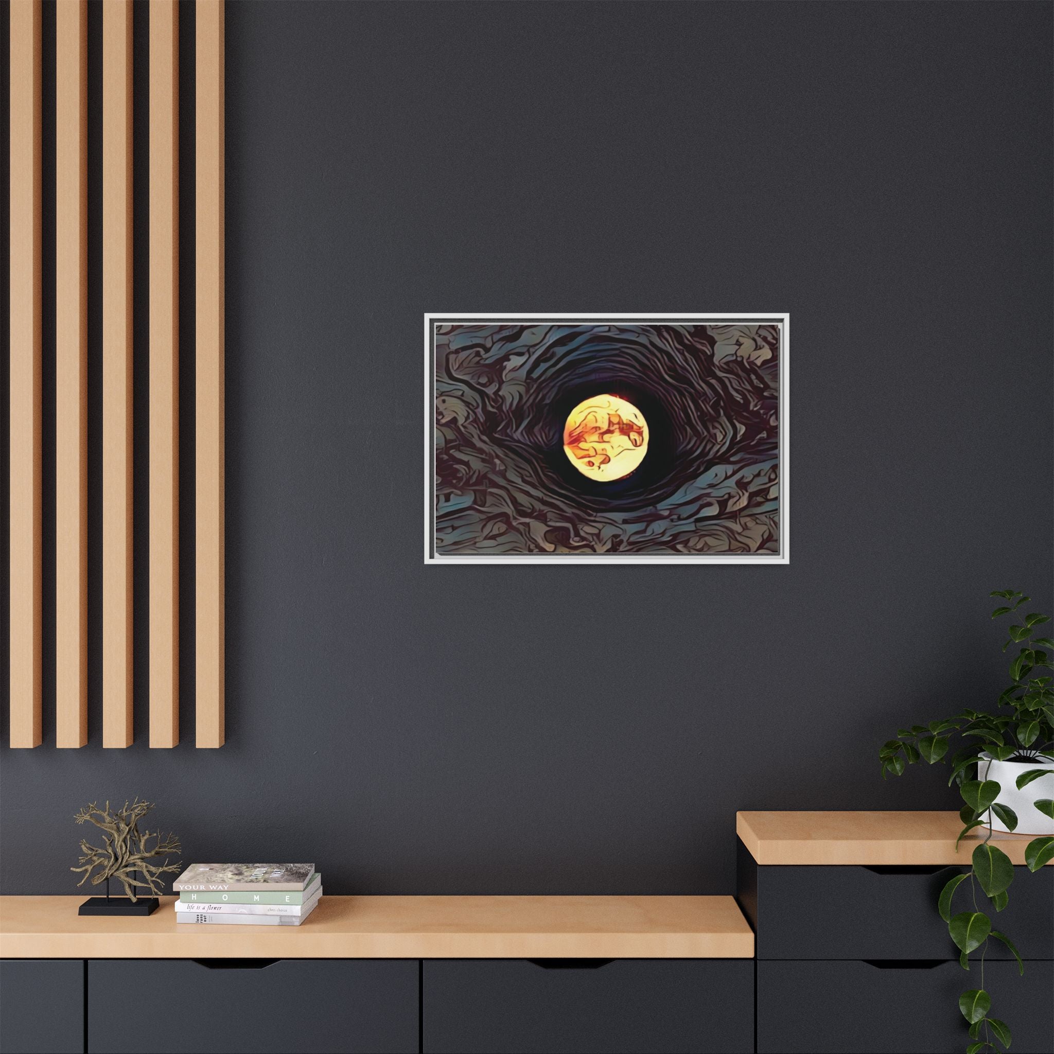Full Sturgeon Moon Abstract Framed Canvas Art Print