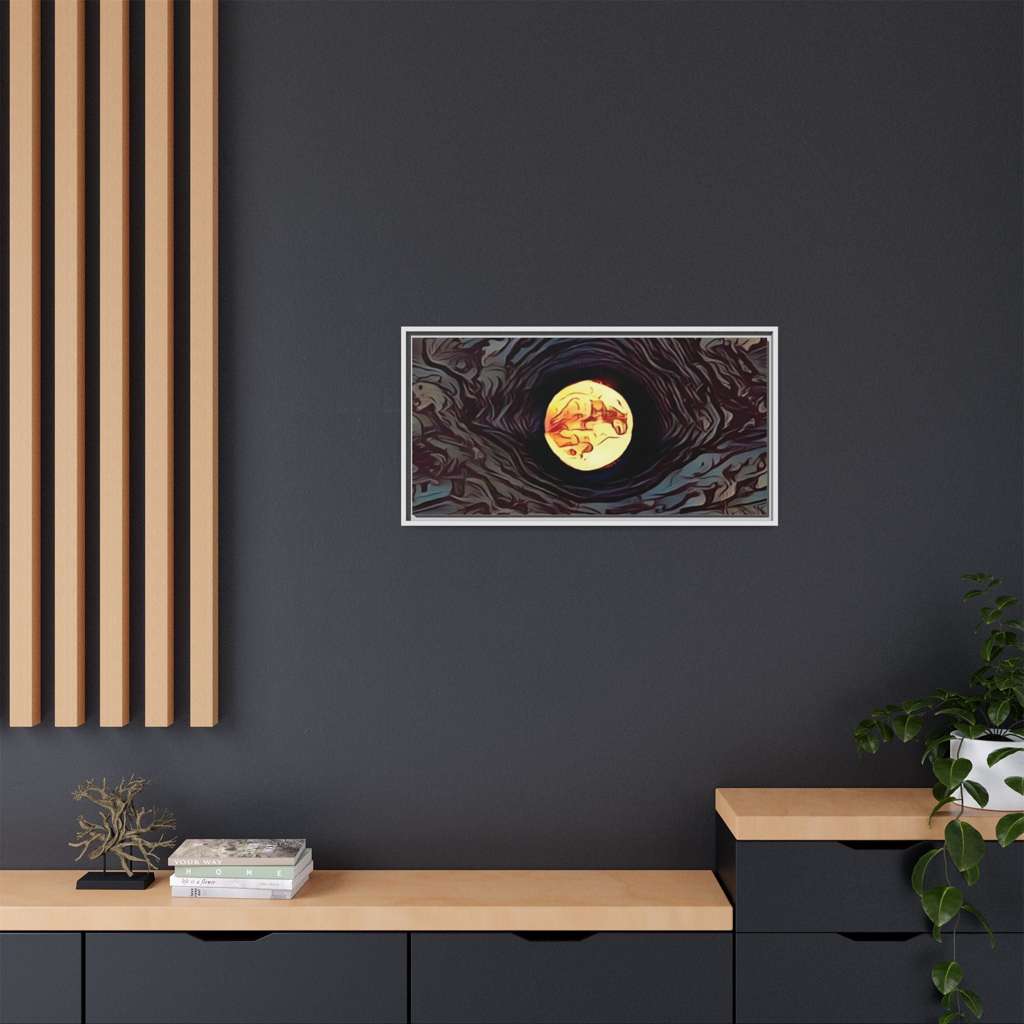 Full Sturgeon Moon Abstract Framed Canvas Art Print