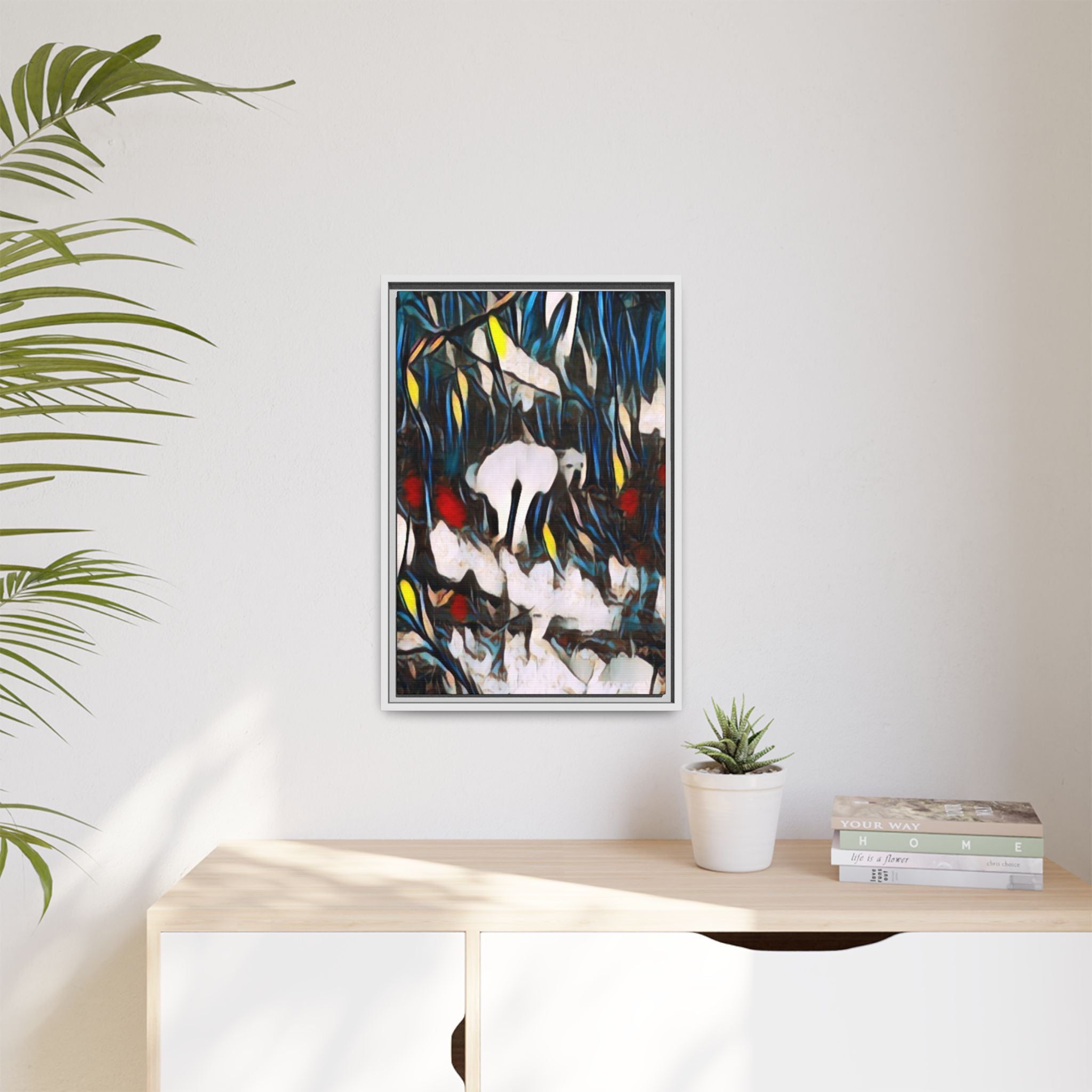 Poopin' Mellie Dog Framed Matte Canvas Wall Art