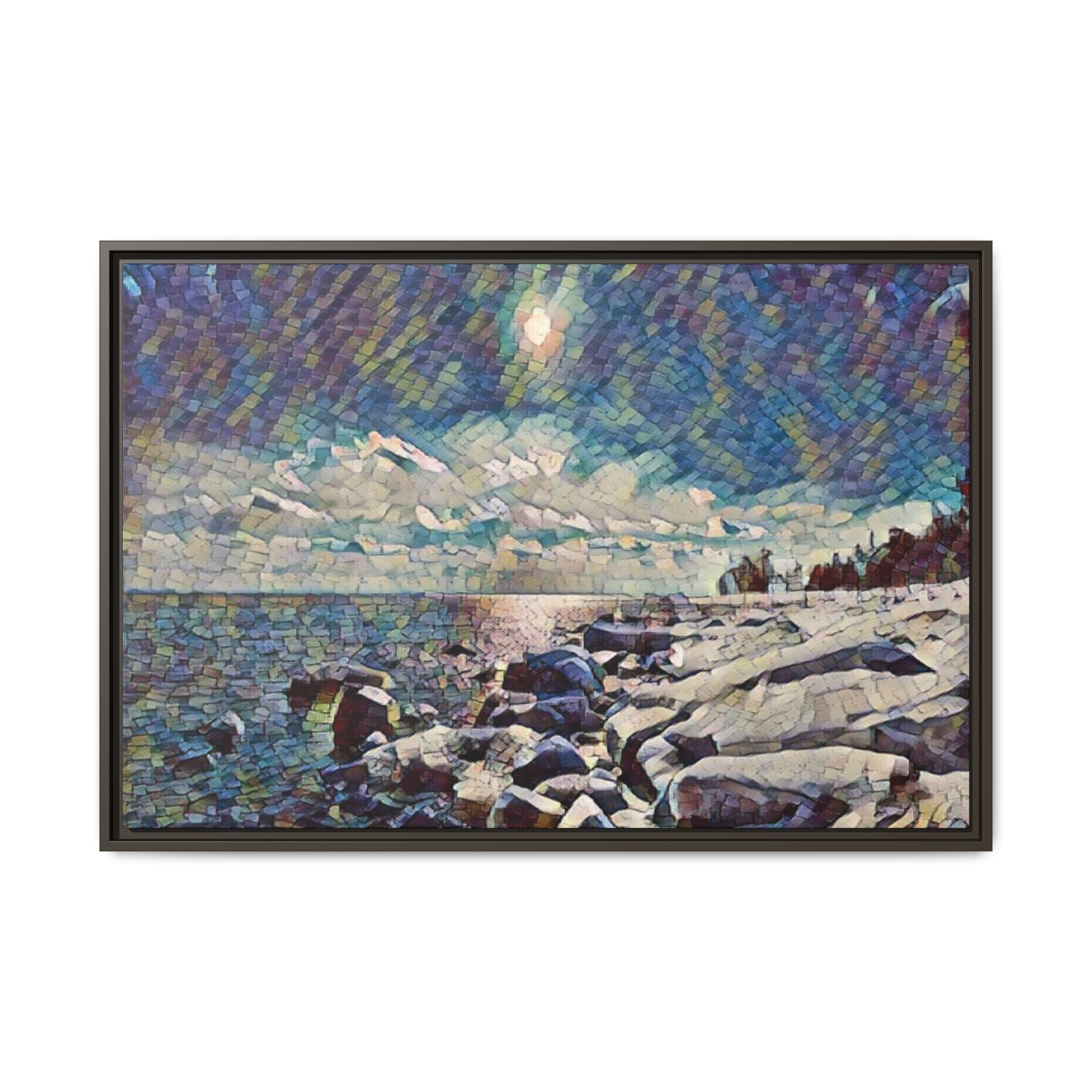 Shimmering Shore Framed Matte Canvas Art Print