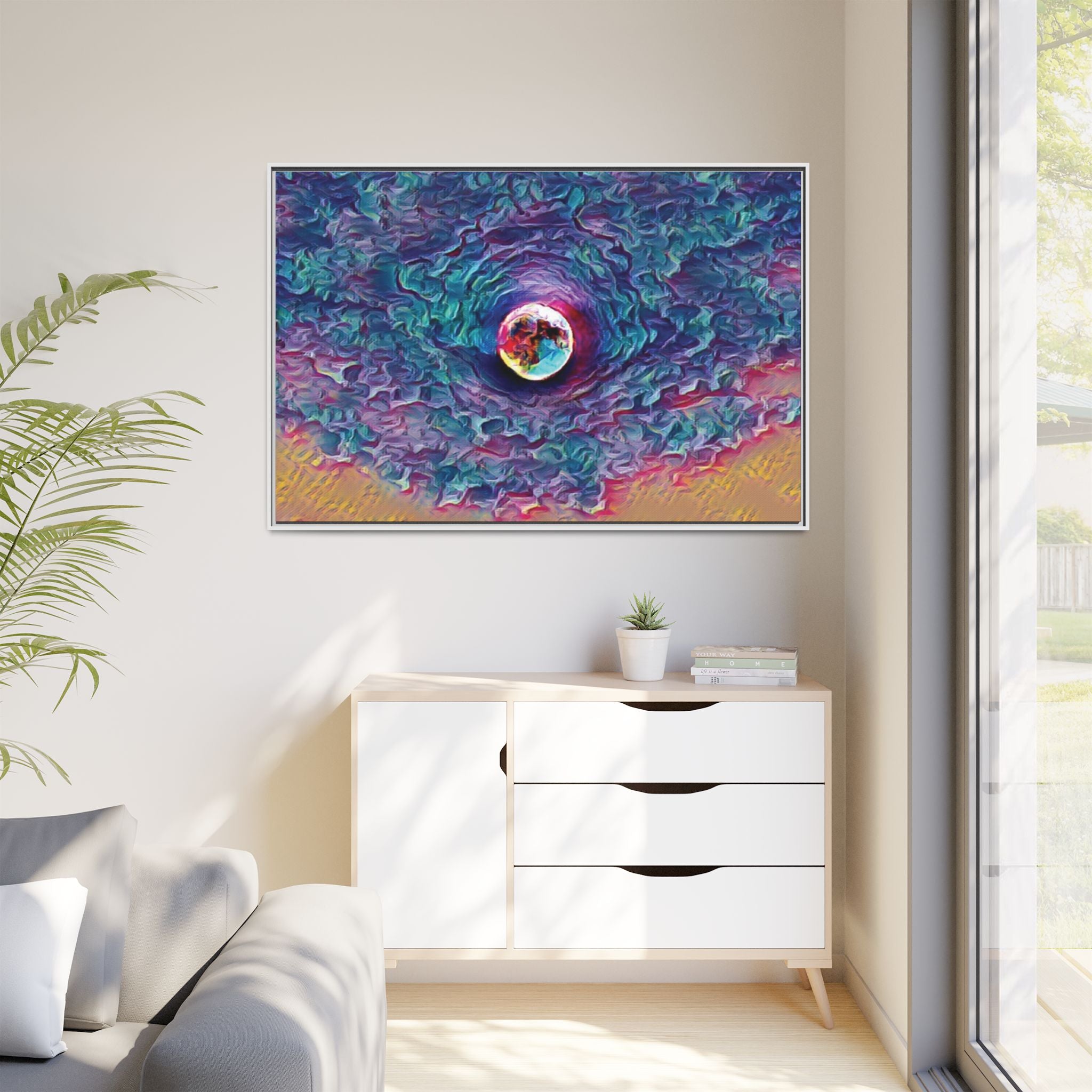 Full Sturgeon Moon Framed Canvas Art Print