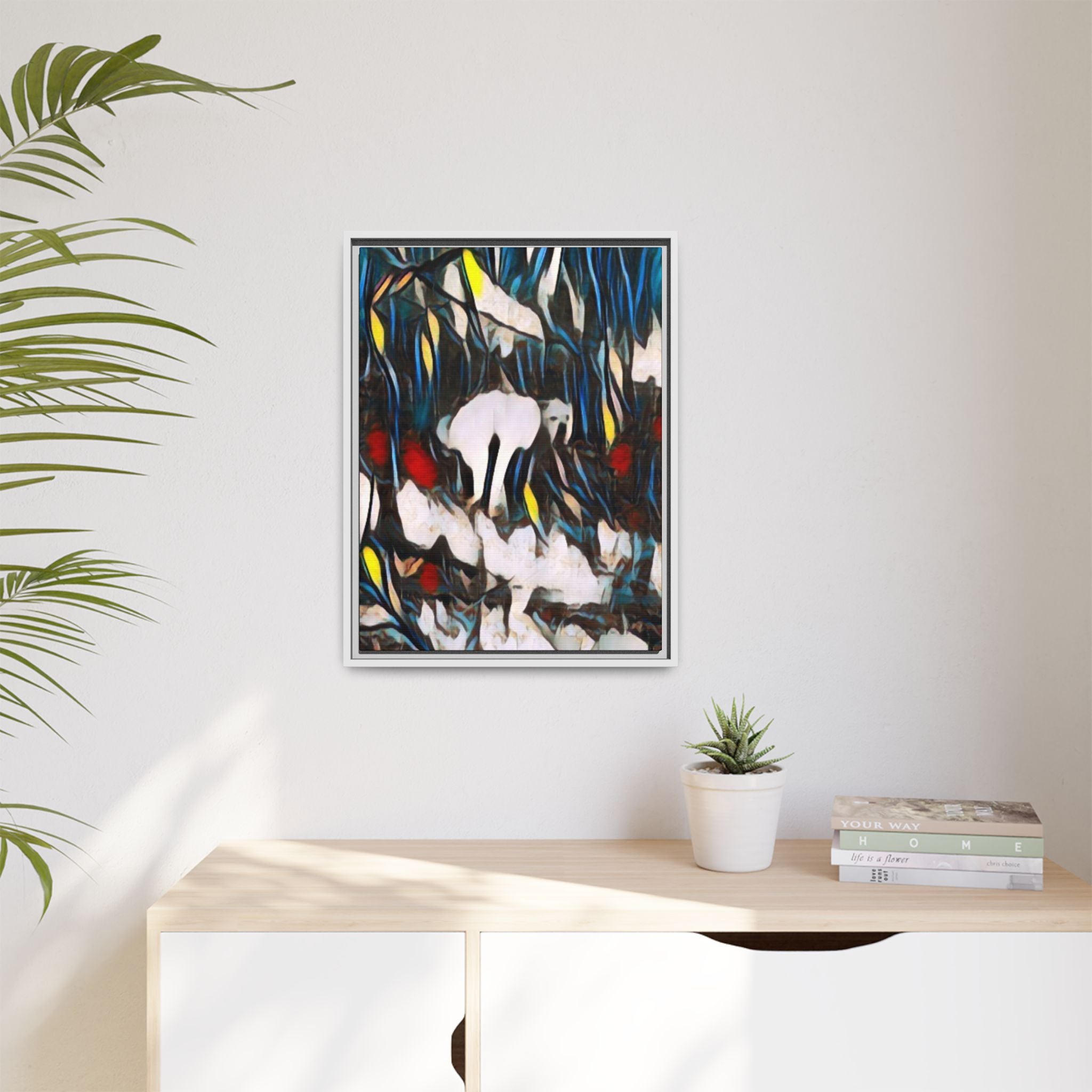 Poopin' Mellie Dog Framed Matte Canvas Wall Art