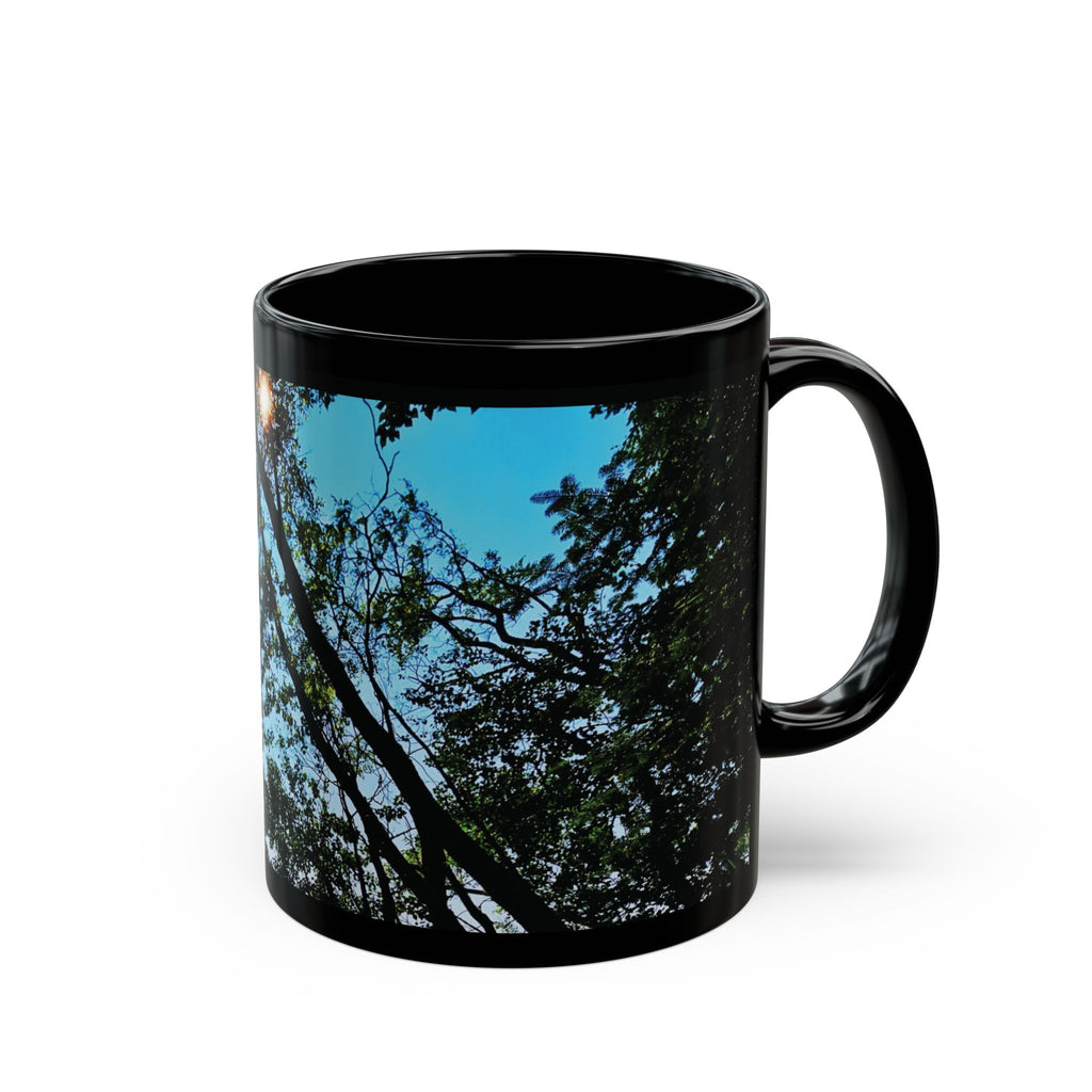 Blue Beyond the Branches Black Mug