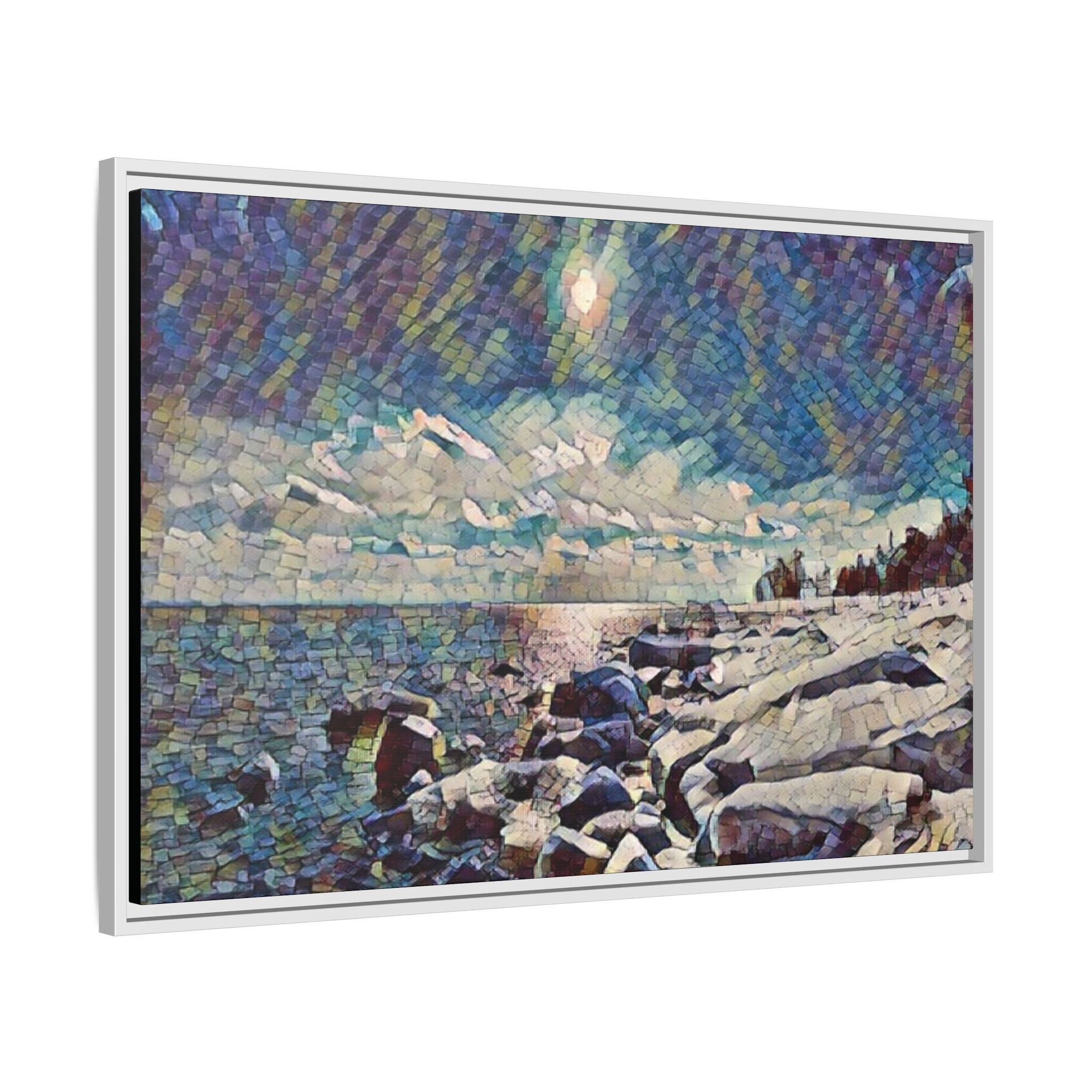 Shimmering Shore Framed Matte Canvas Art Print