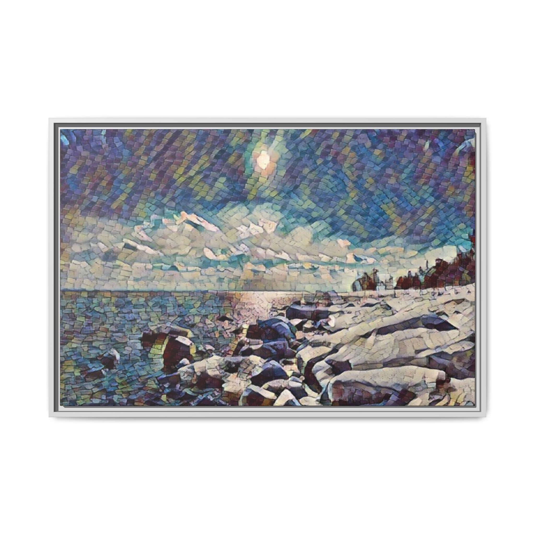 Shimmering Shore Framed Matte Canvas Art Print