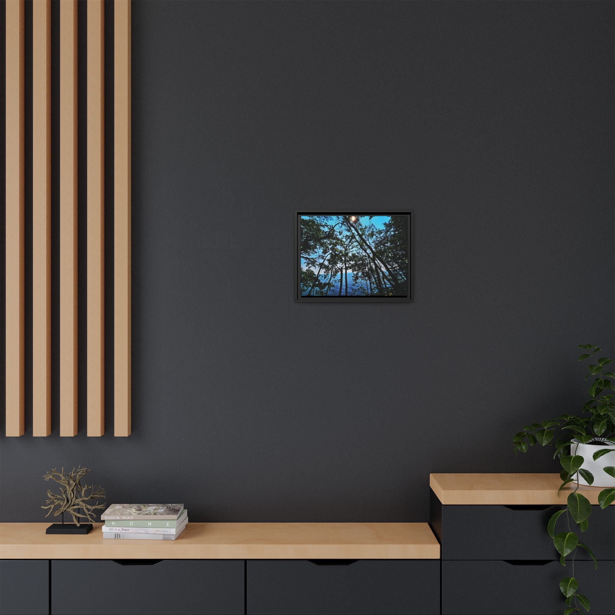 Blue Beyond the Branches Framed Matte Canvas Wall Art