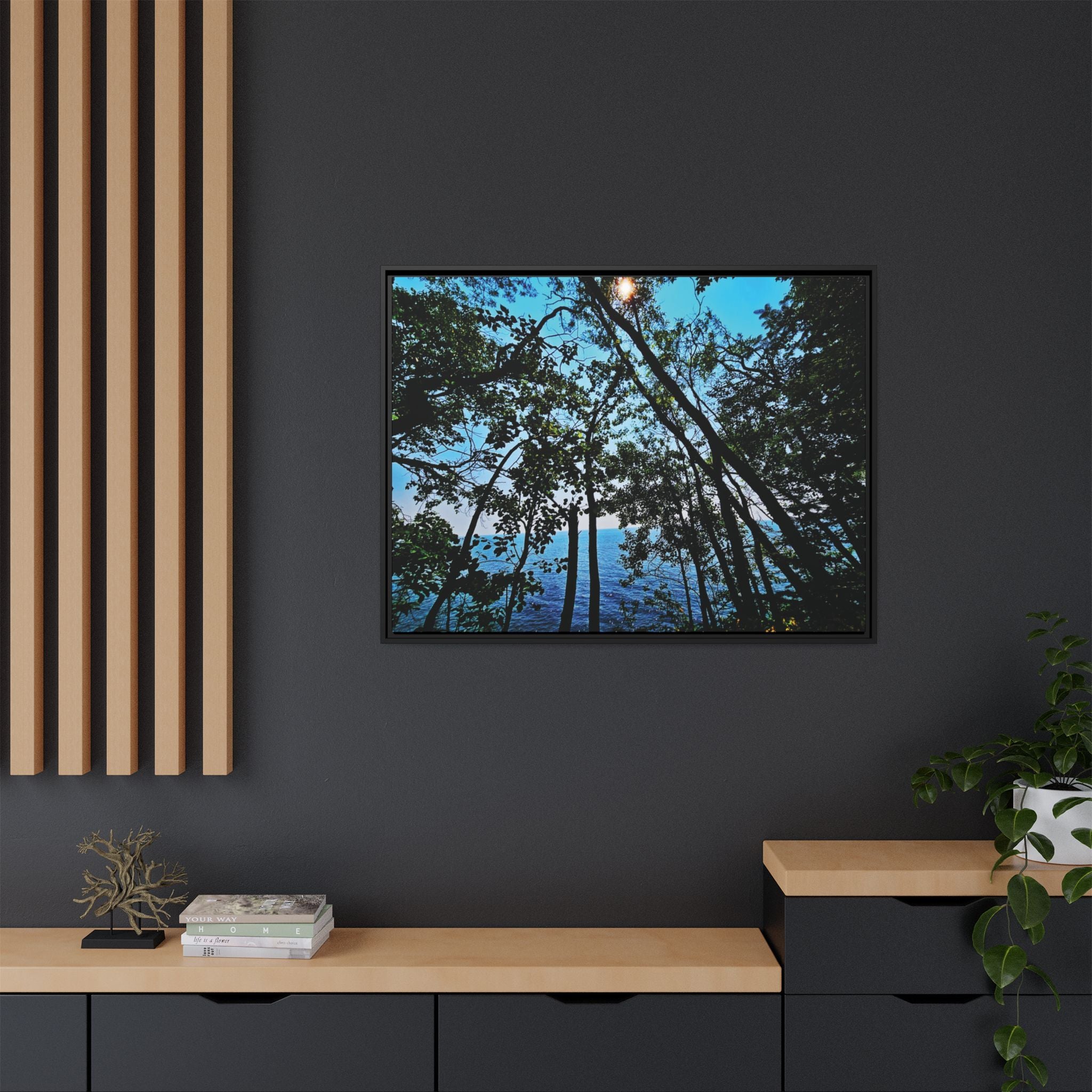 Blue Beyond the Branches Framed Matte Canvas Wall Art
