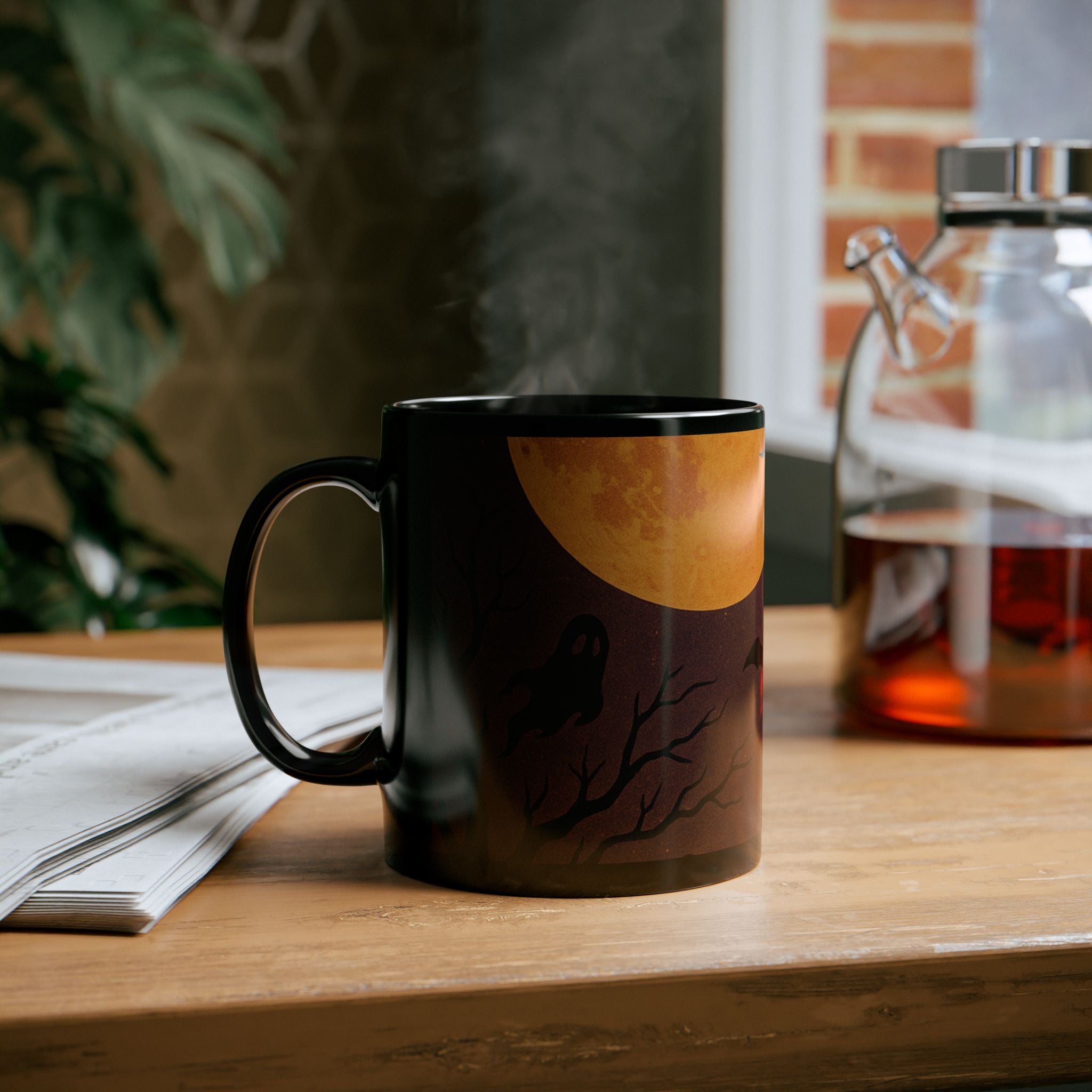 Halloween Ghostly Black Mug
