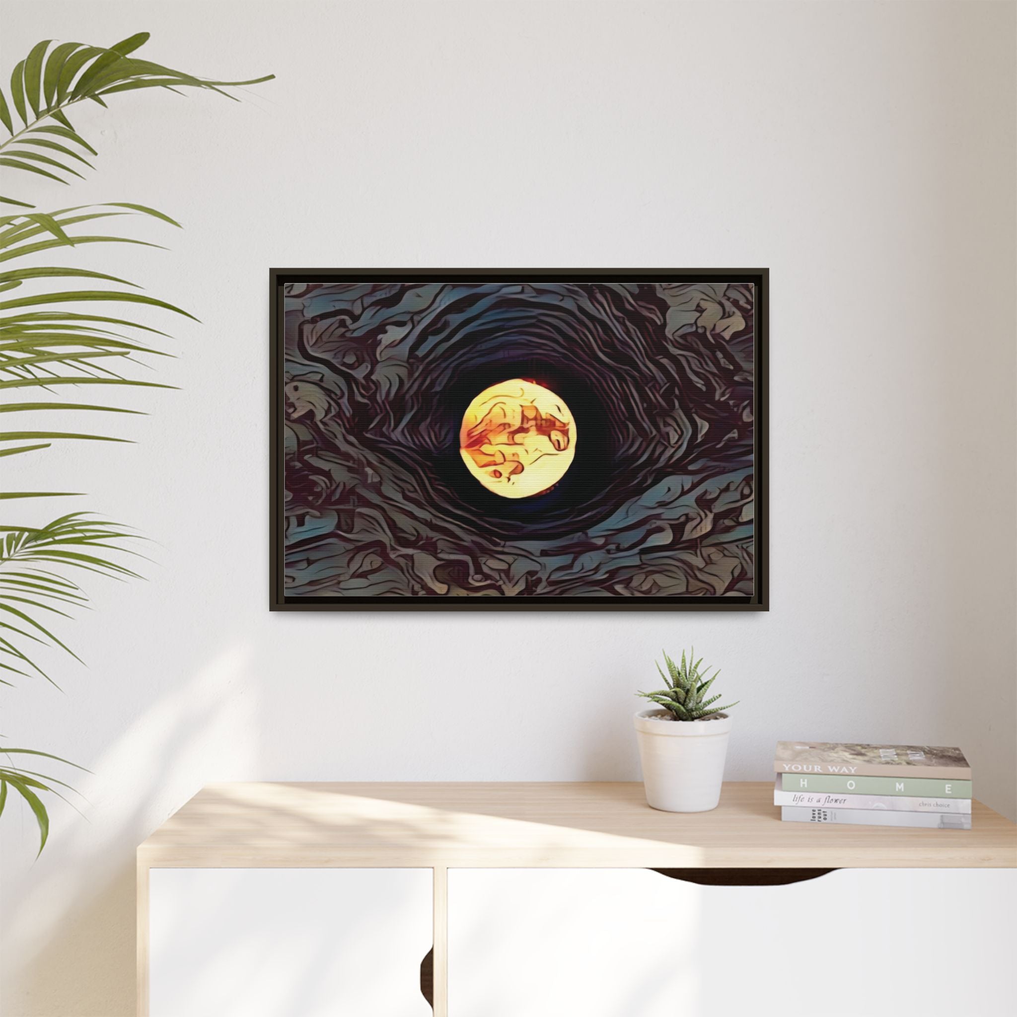Full Sturgeon Moon Abstract Framed Canvas Art Print