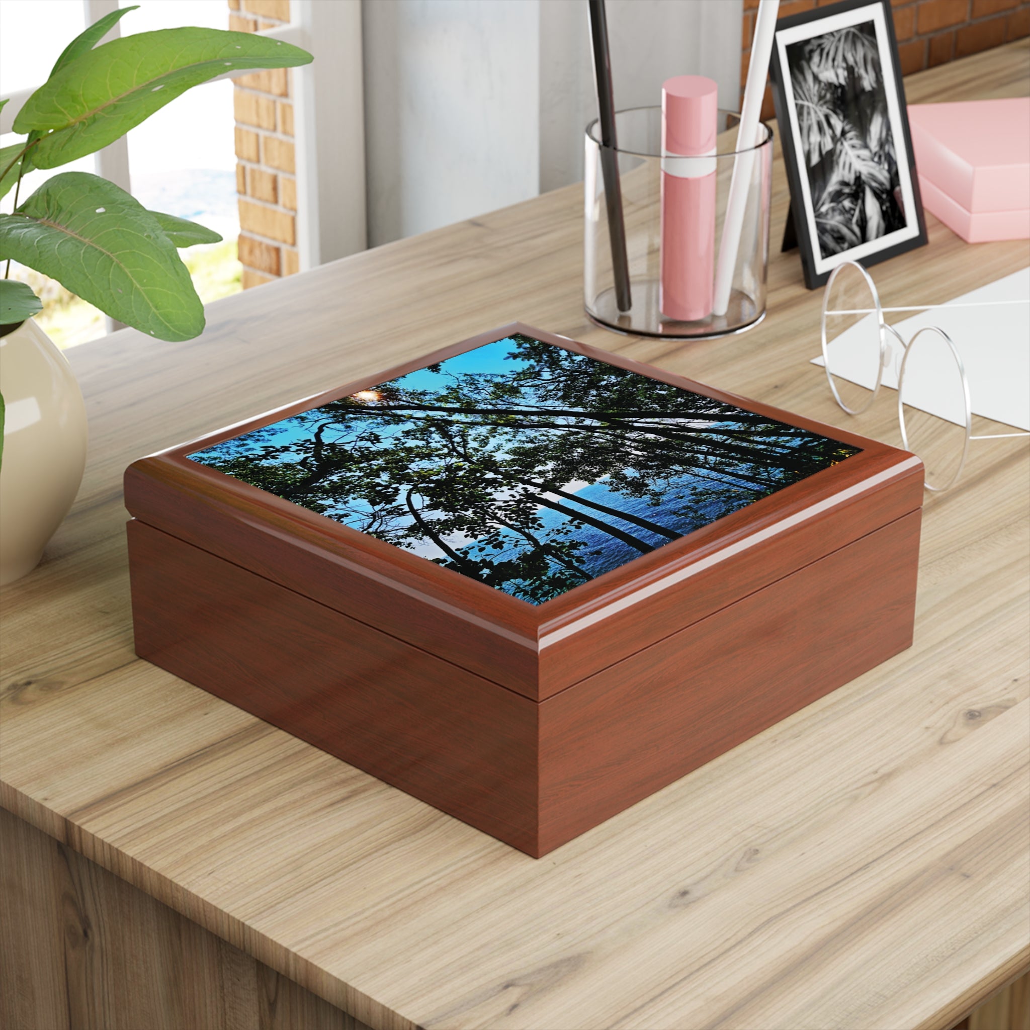 Blue Beyond the Branches Jewelry Box